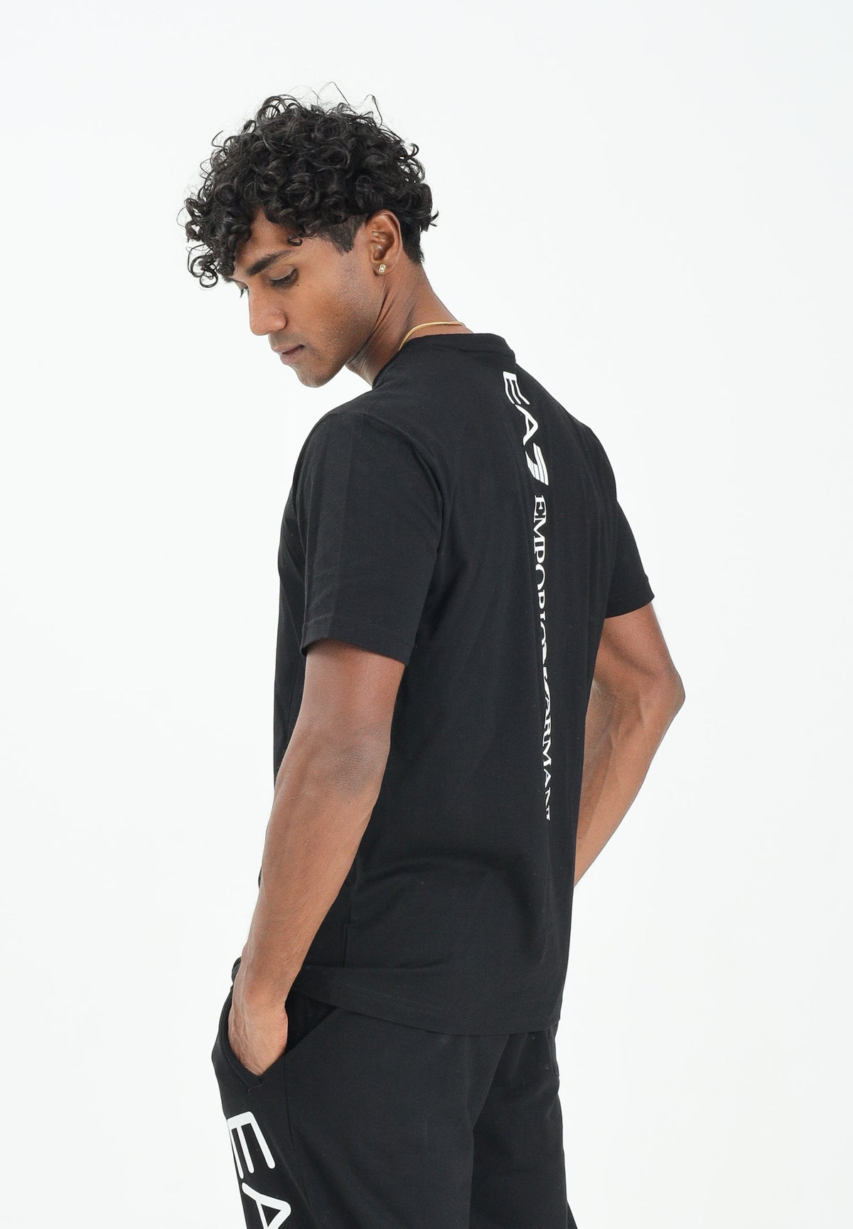 EA7 T-shirt a manica corta nera da uomo con stampa logo 7M000567AF10375 MC001 EA7