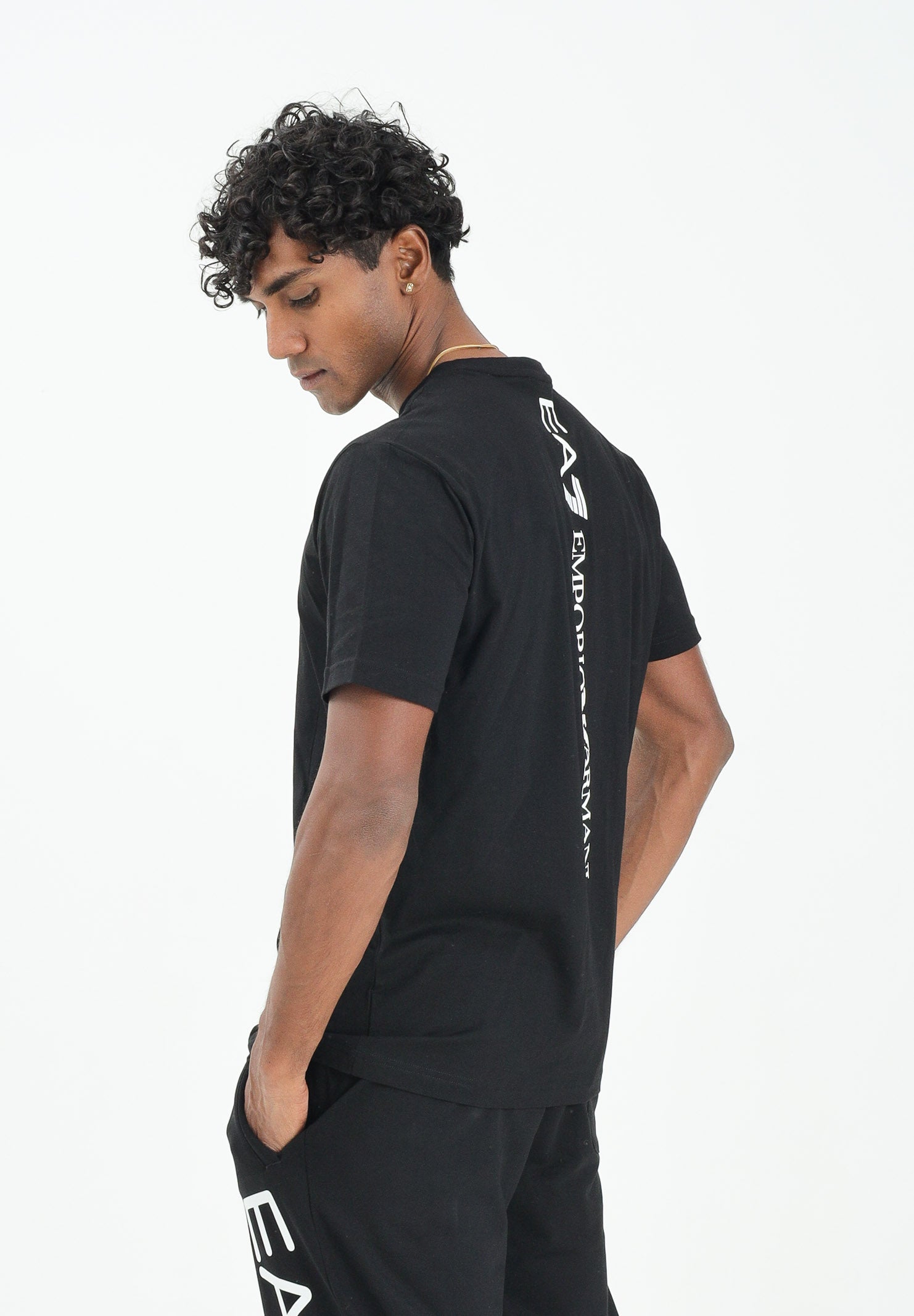 EA7 T-shirt a manica corta nera da uomo con stampa logo 7M000567AF10375 MC001 EA7