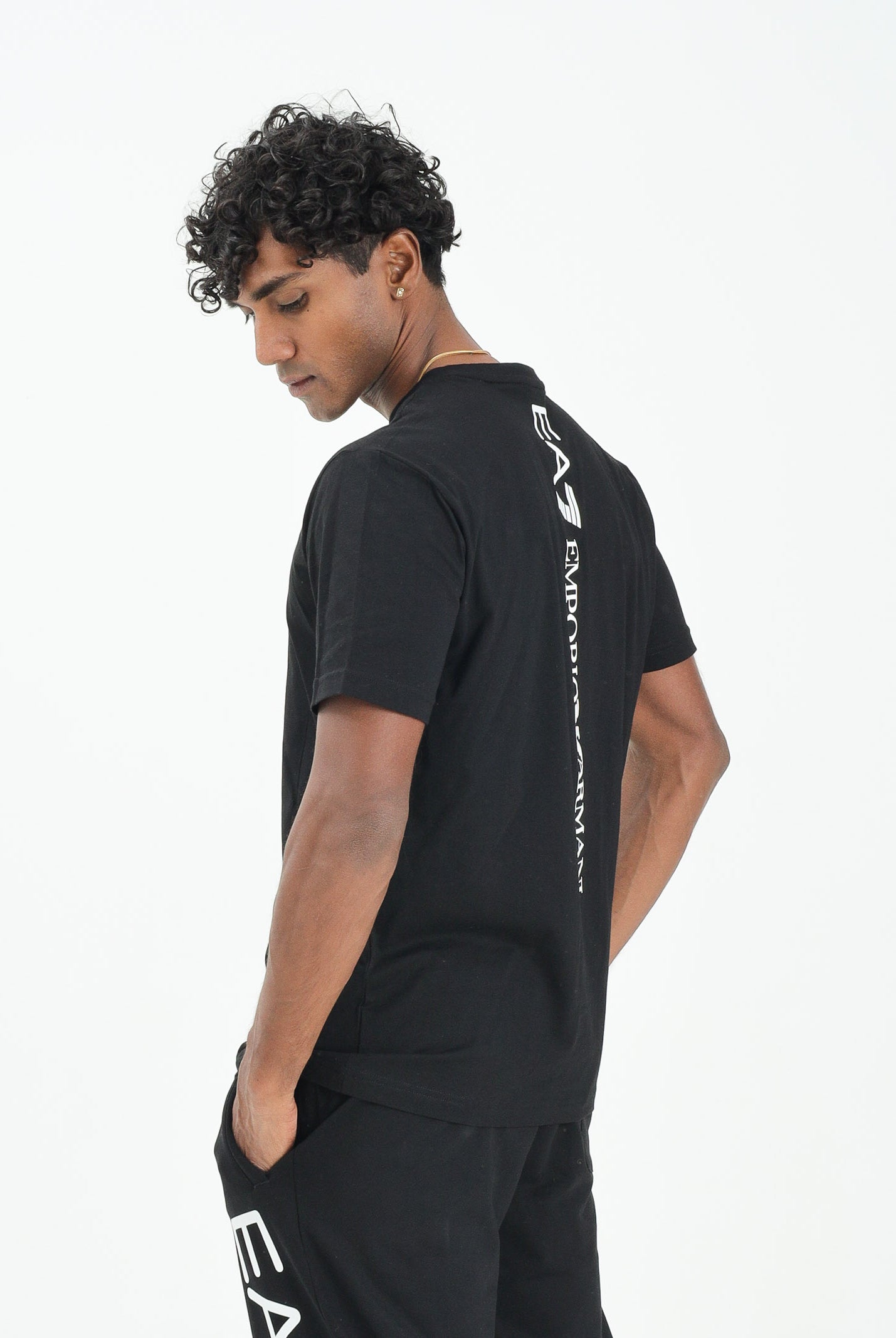 EA7 T-shirt a manica corta nera da uomo con stampa logo 7M000567AF10375 MC001 EA7