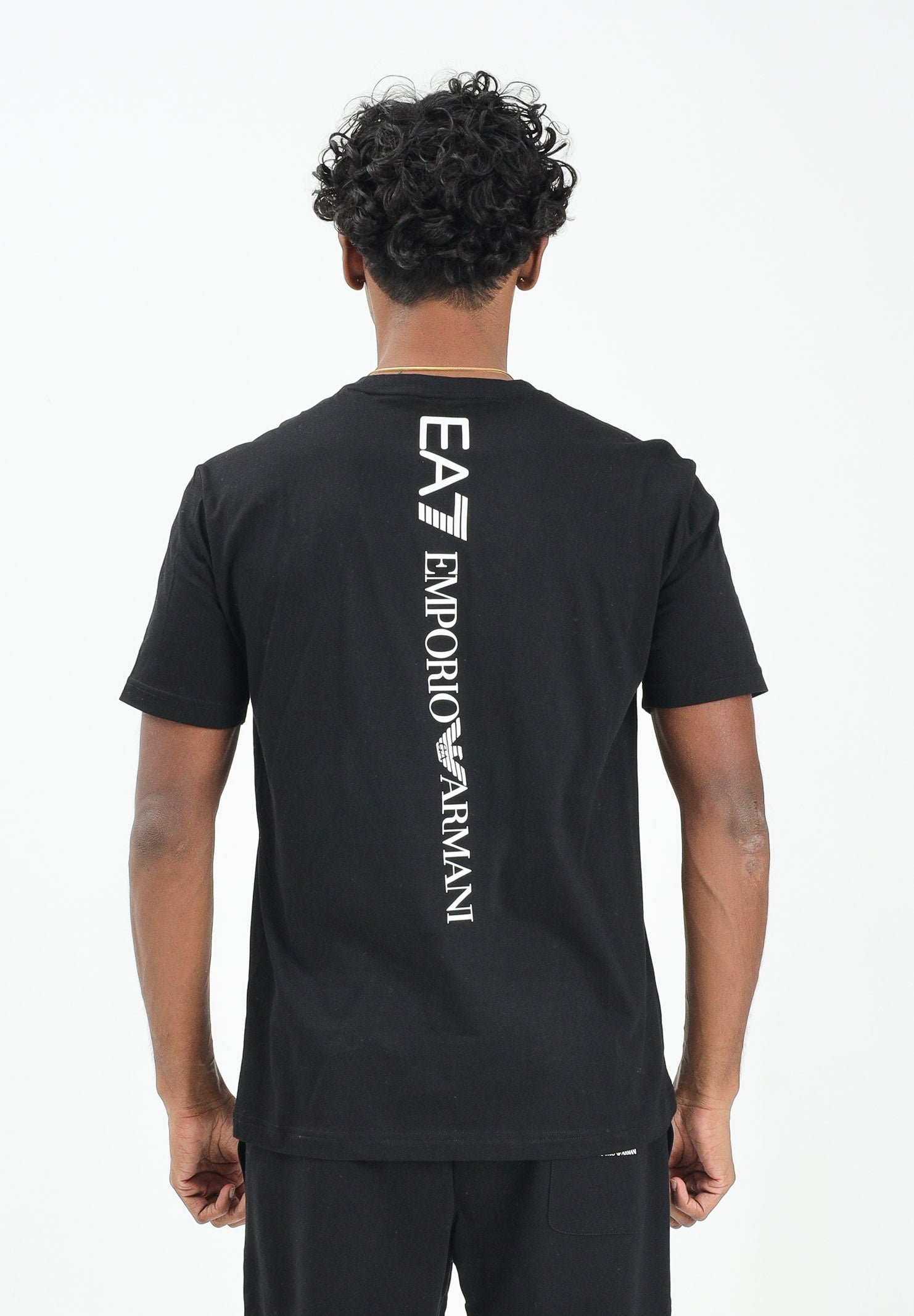 EA7 T-shirt a manica corta nera da uomo con stampa logo 7M000567AF10375 MC001 EA7