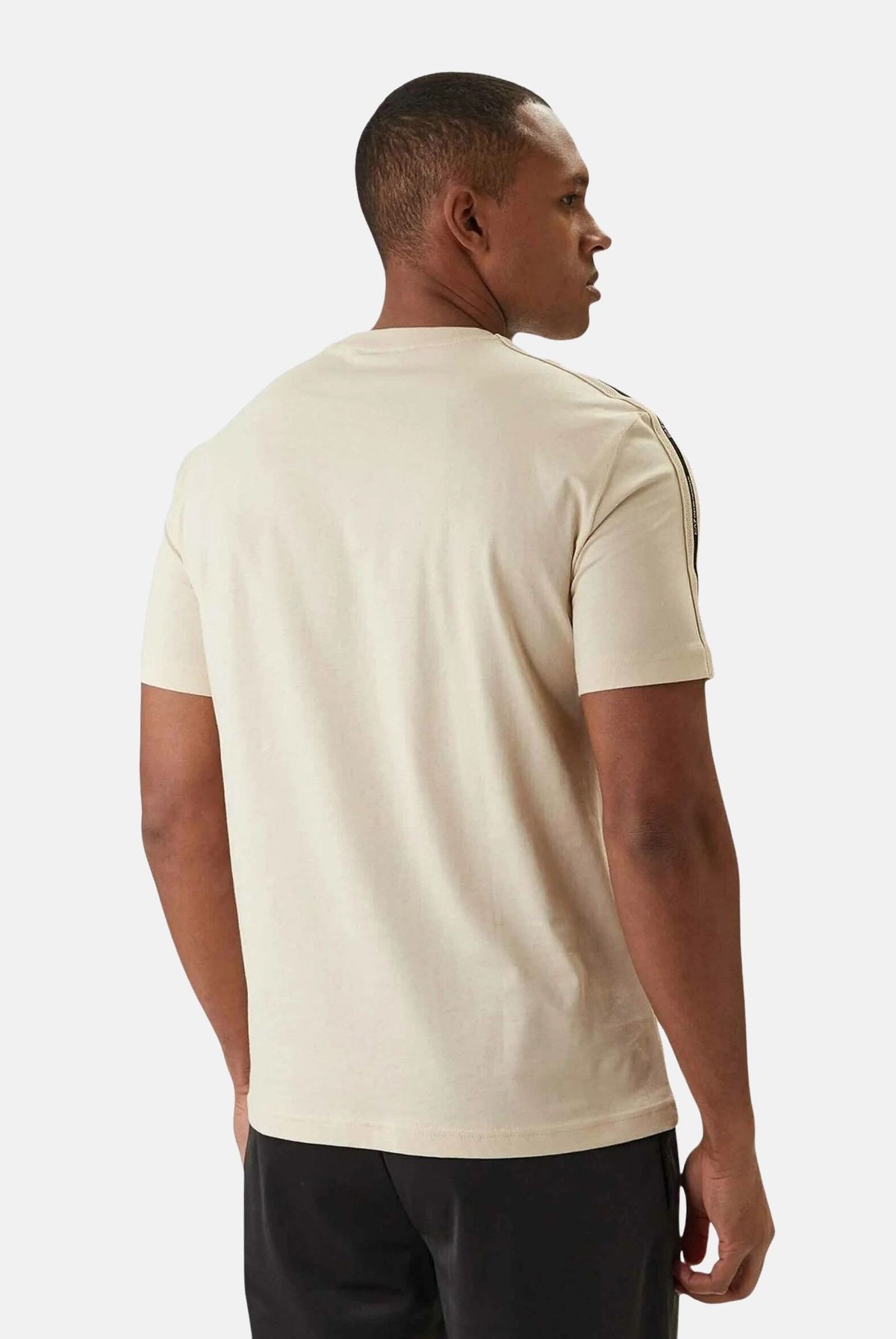 EA7 T-shirt manica corta panna per uomo con bande logate sulle maniche. 7M002189AF10373 U1079 EA7