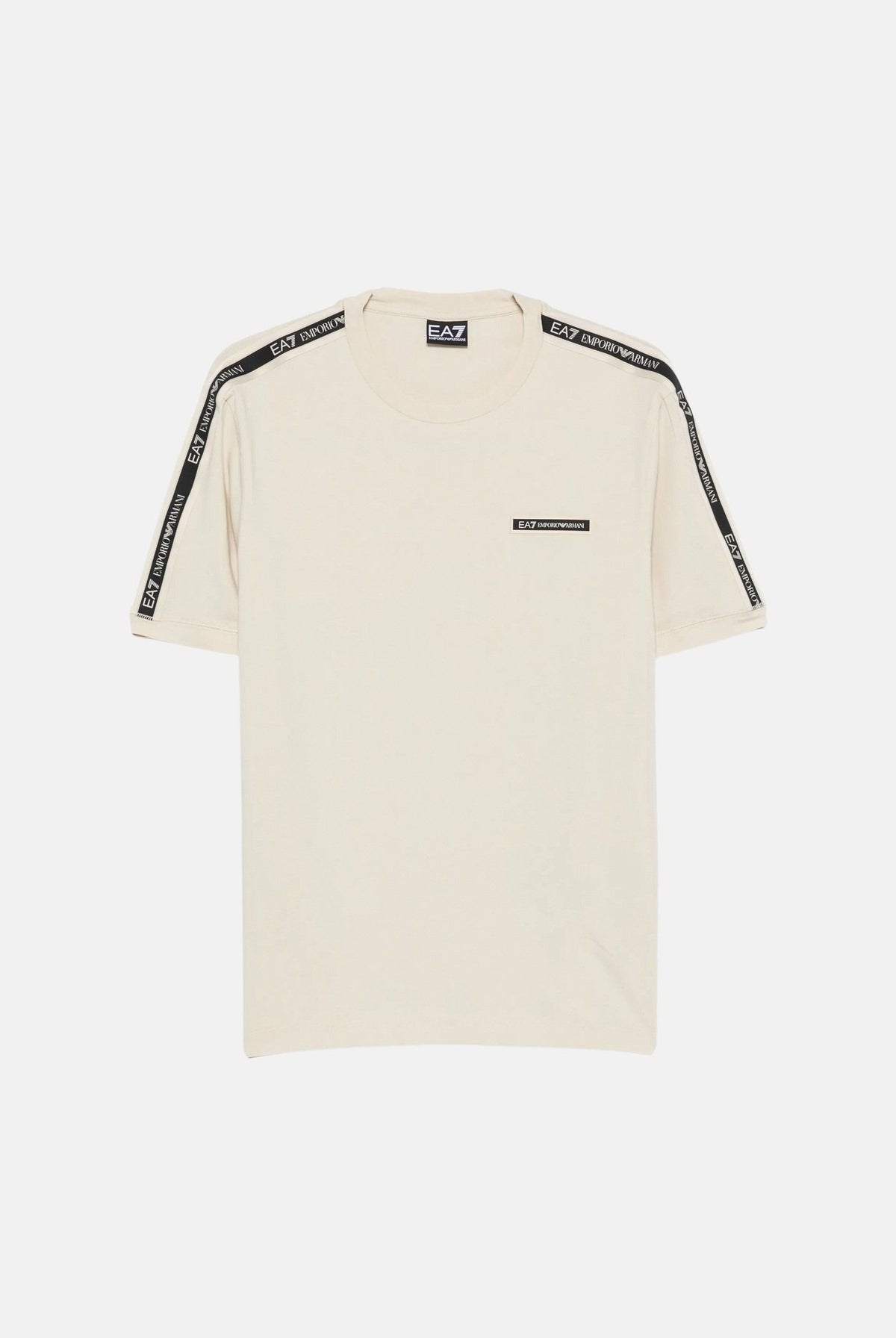 EA7 T-shirt manica corta panna per uomo con bande logate sulle maniche. 7M002189AF10373 U1079 EA7