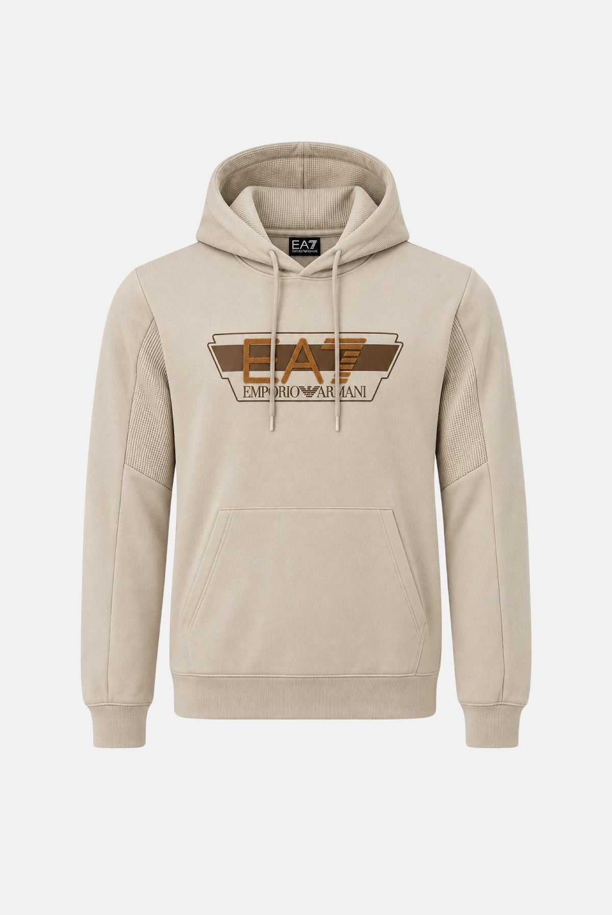 EA7 Felpa con cappuccio milk-beige chiaro da uomo con maxi logo 7M002434AF10377 U1079 EA7