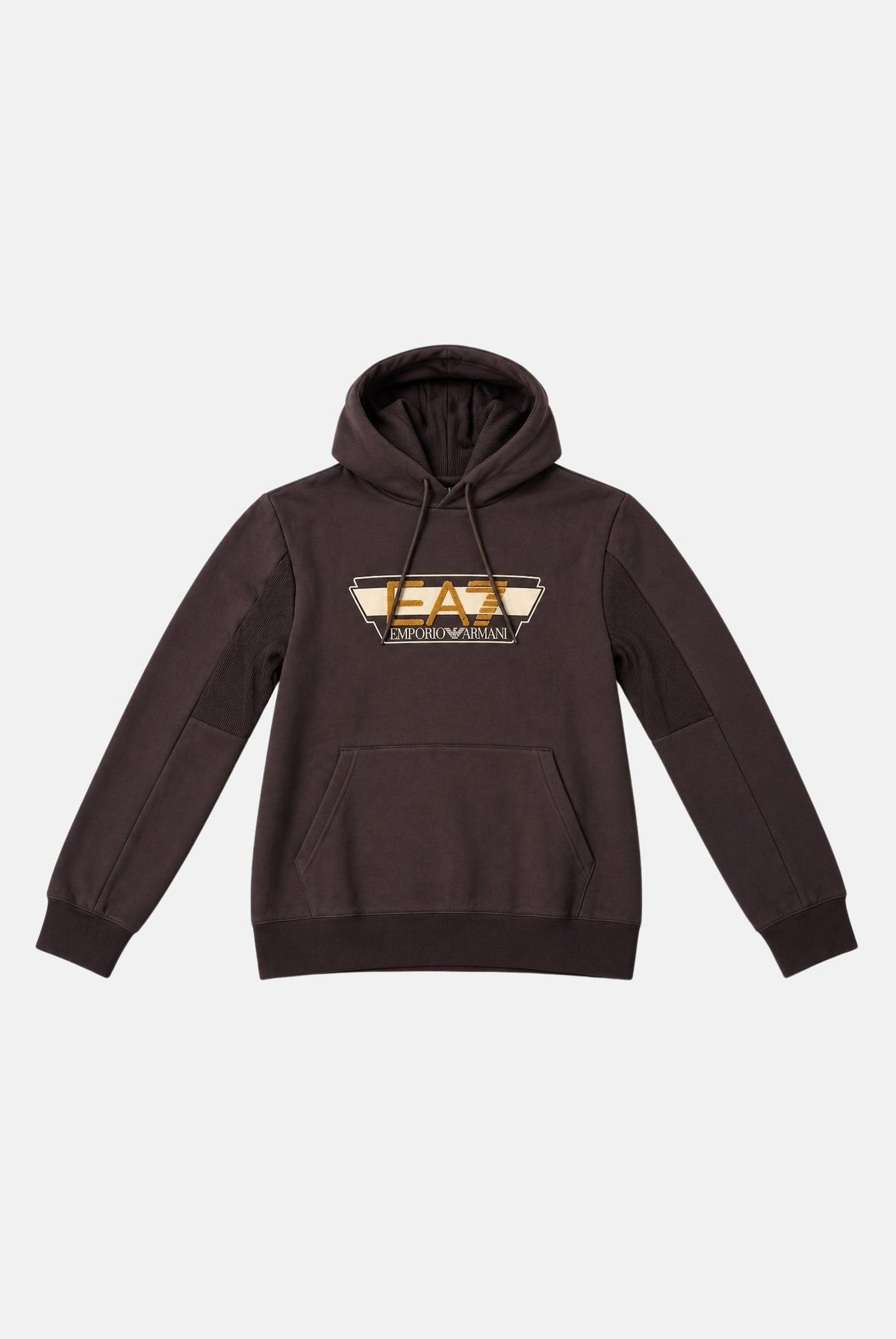 EA7 Felpa con cappuccio marrone scuro da uomo con maxi logo 7M002434AF10377 U6027 EA7