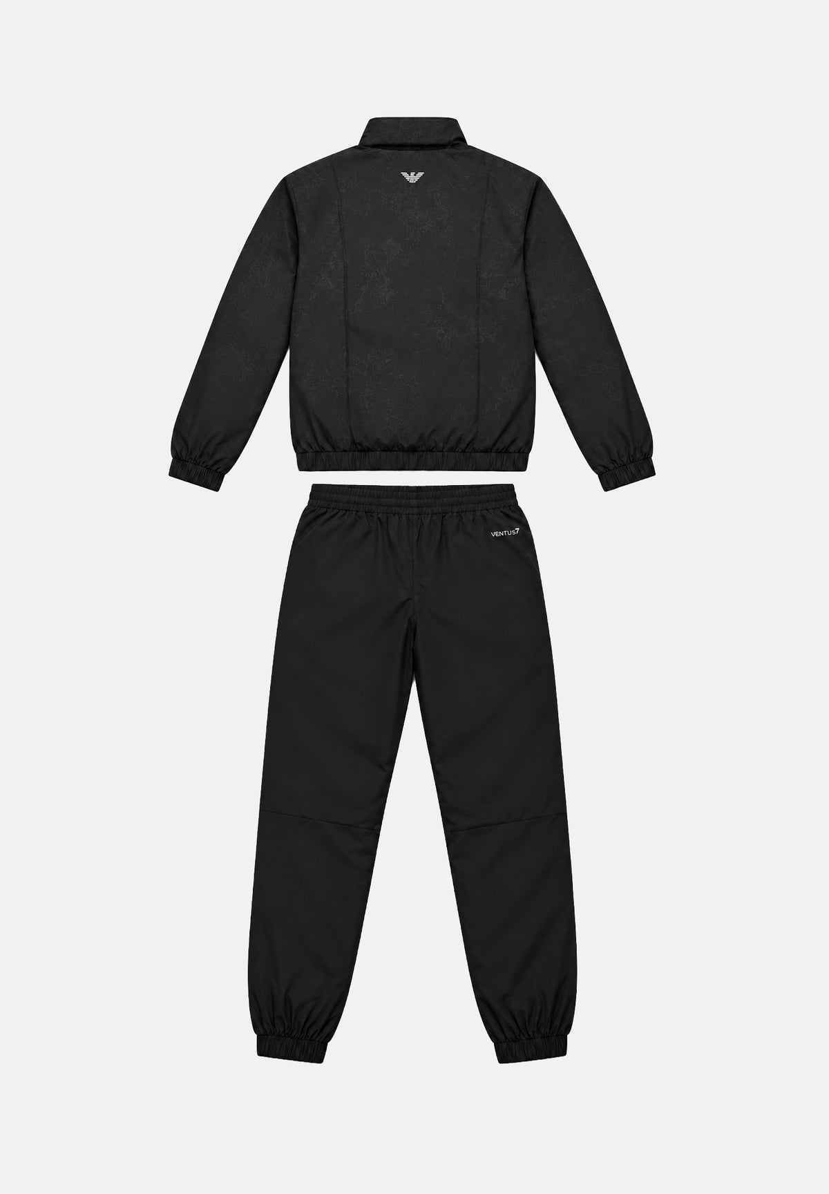 EA7 Tuta sportiva nera da uomo con felpa full zip, pantaloni coordinati e bande logate a contrasto. 7M002505AF12948 FC039 EA7