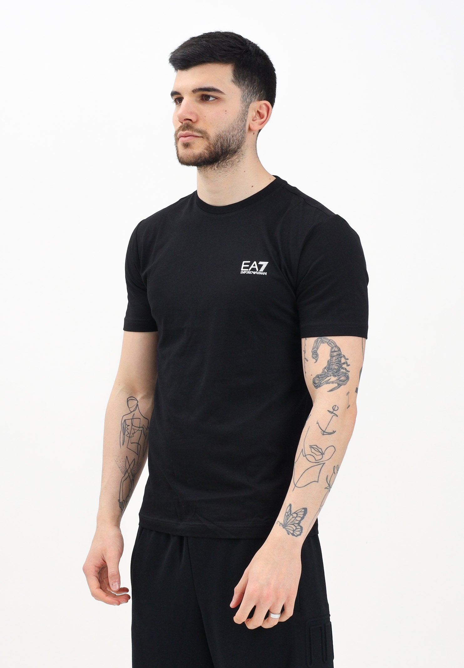 EA7 T-shirt a manica corta nera da uomo con stampa logo 8NPT25PJVPZ 1200 EA7