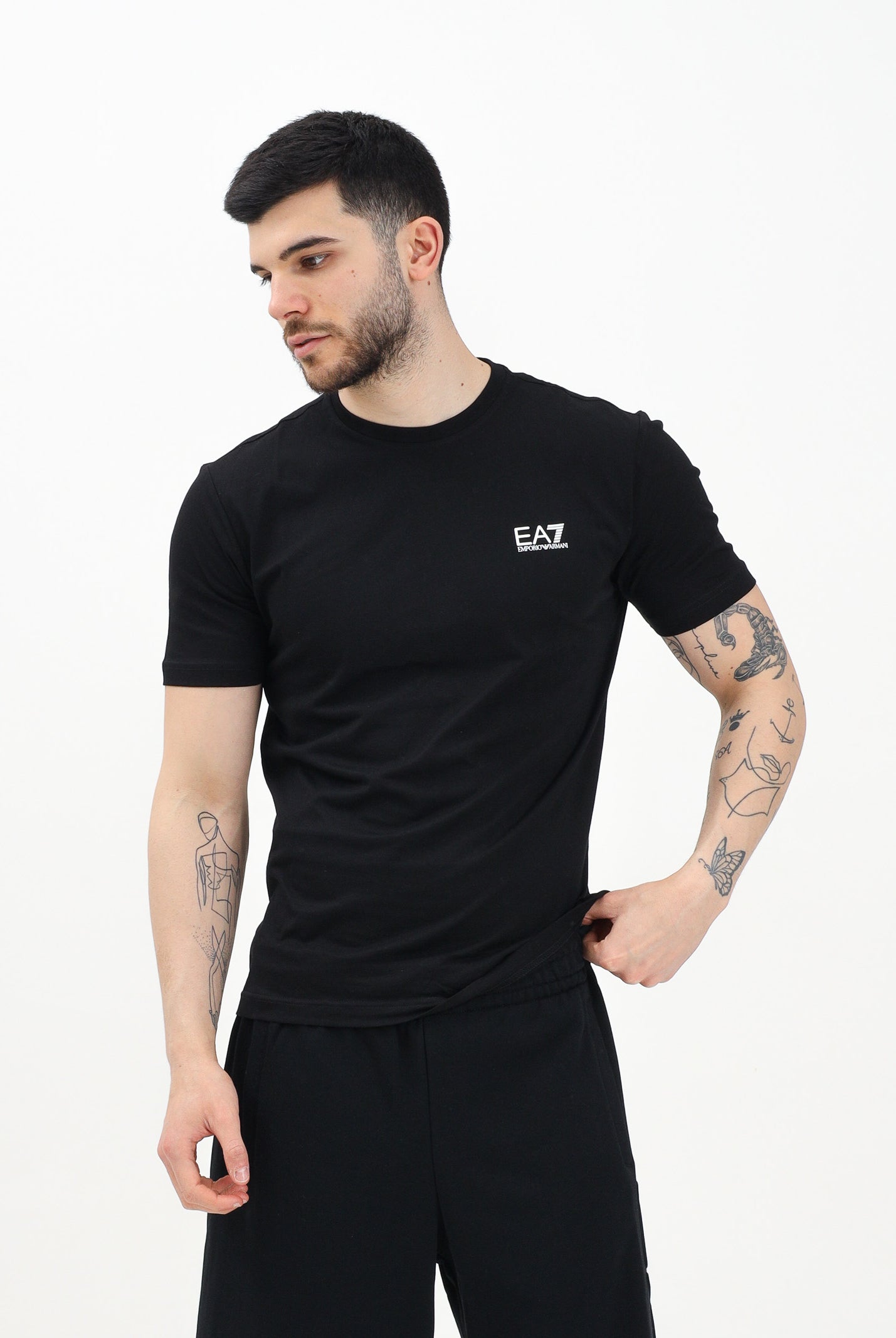 EA7 T-shirt a manica corta nera da uomo con stampa logo 8NPT25PJVPZ 1200 EA7