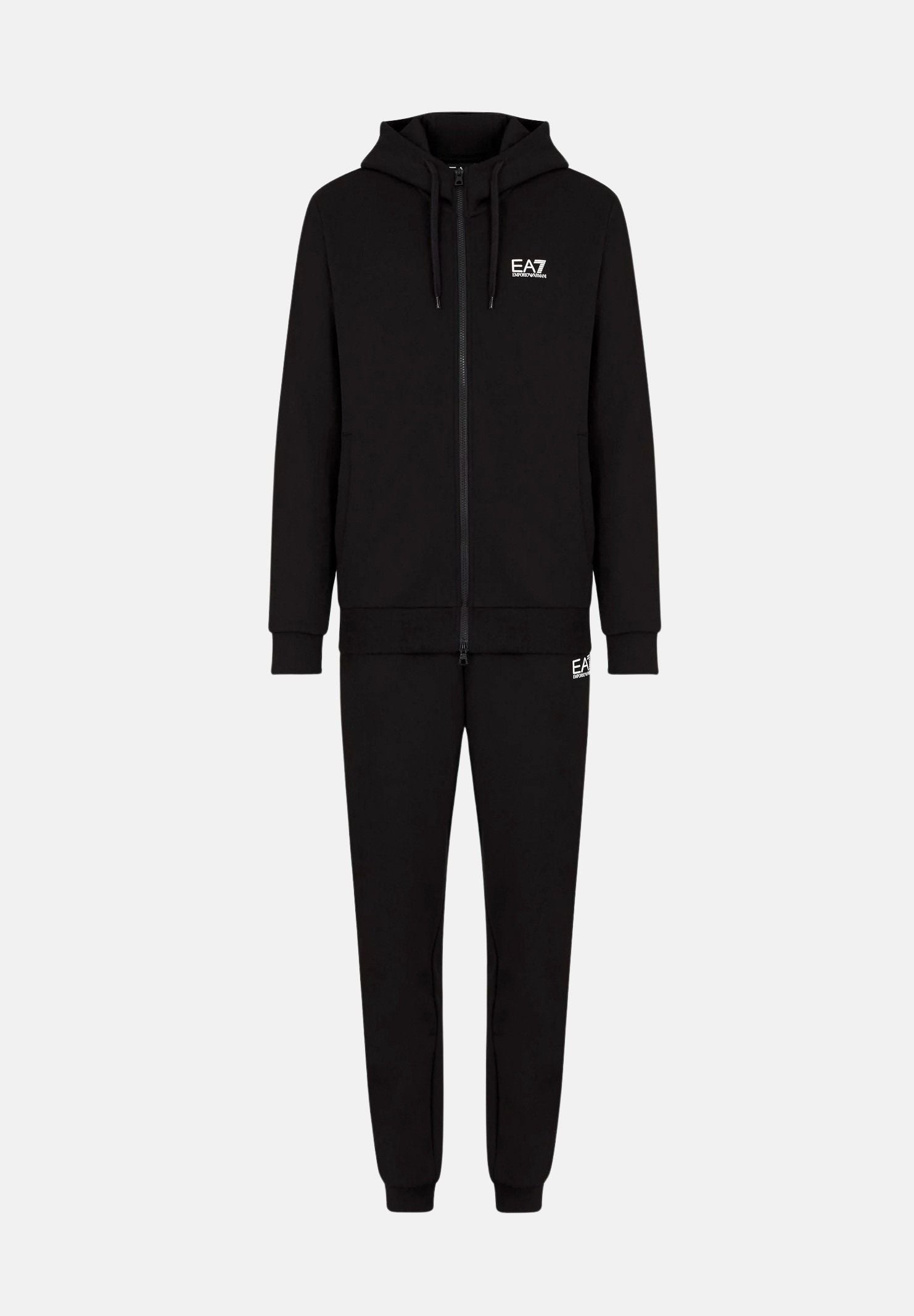 EA7 Tuta CORE IDENTITY con cappuccio nero da uomo con logo sul petto.<BR/> 8NPV68PJVTZ 1200 EA7