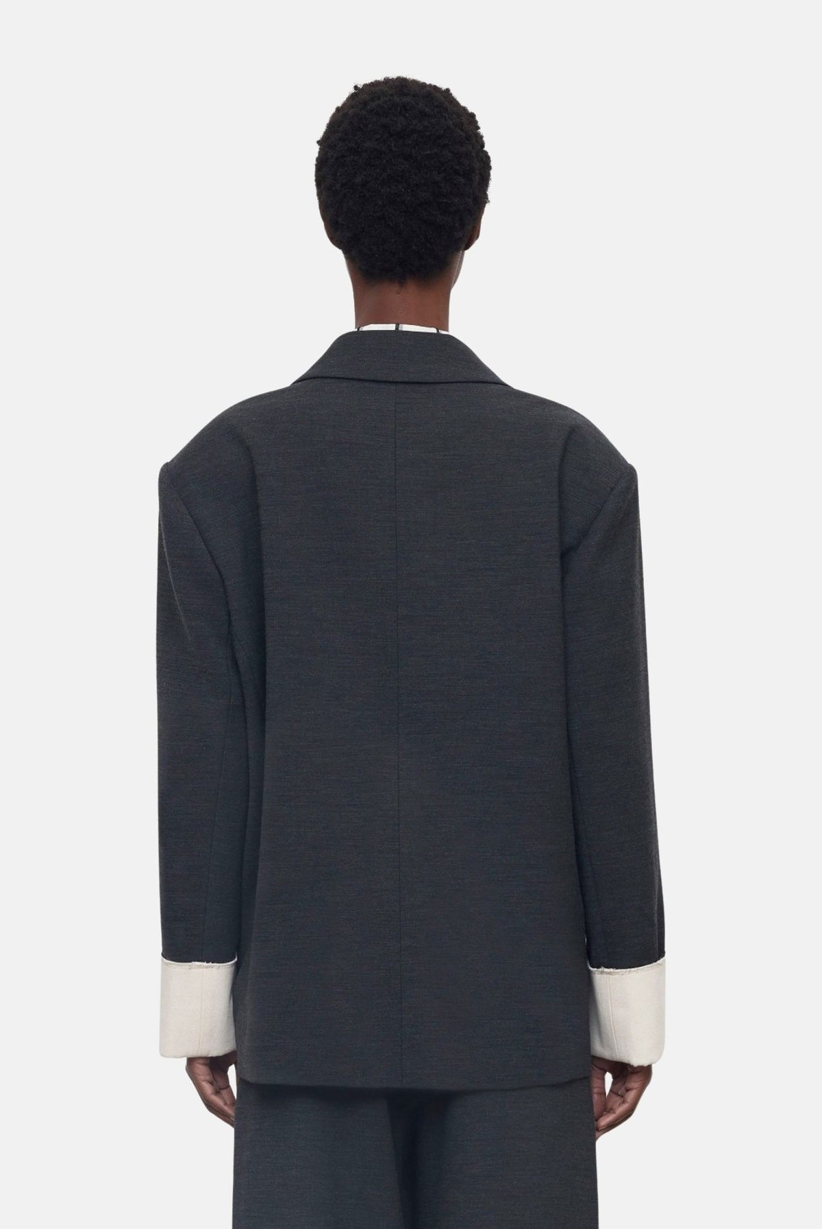 ELEH Giacca-blazer doppiopetto con polsini a contrasto grigio e bianco donna. EFW260057 072 ELEH