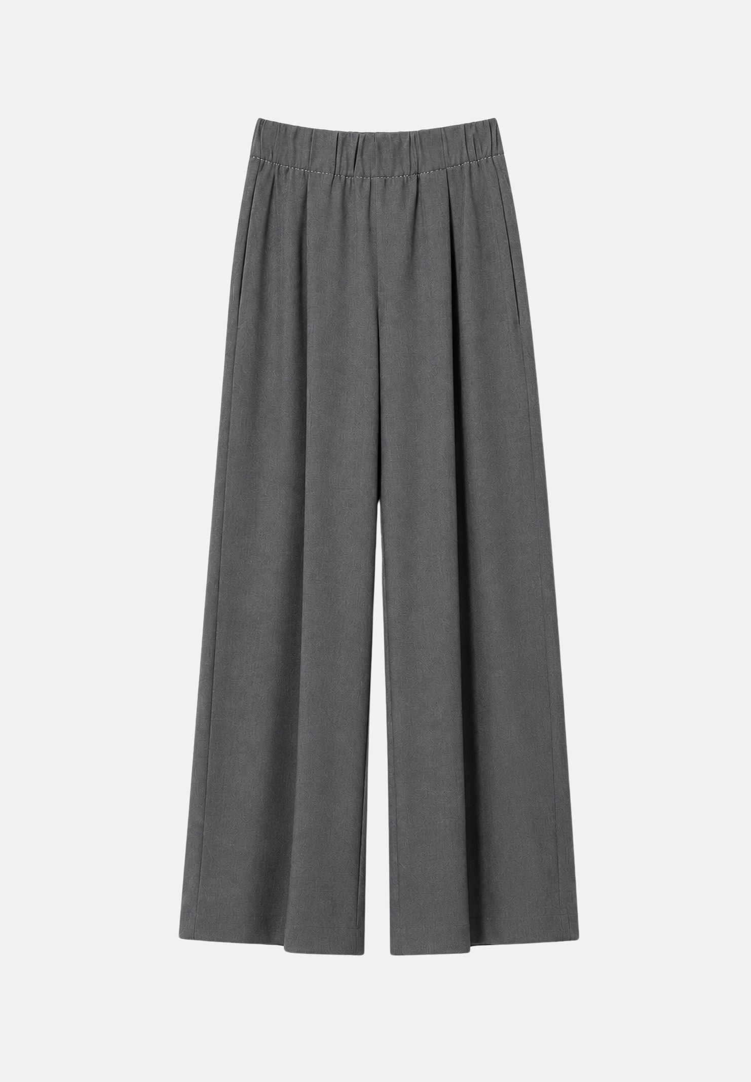 ELEH Pantalone PALAZZO Grigio scuro grigio da donna con pieghe frontali EFW260074 016 ELEH