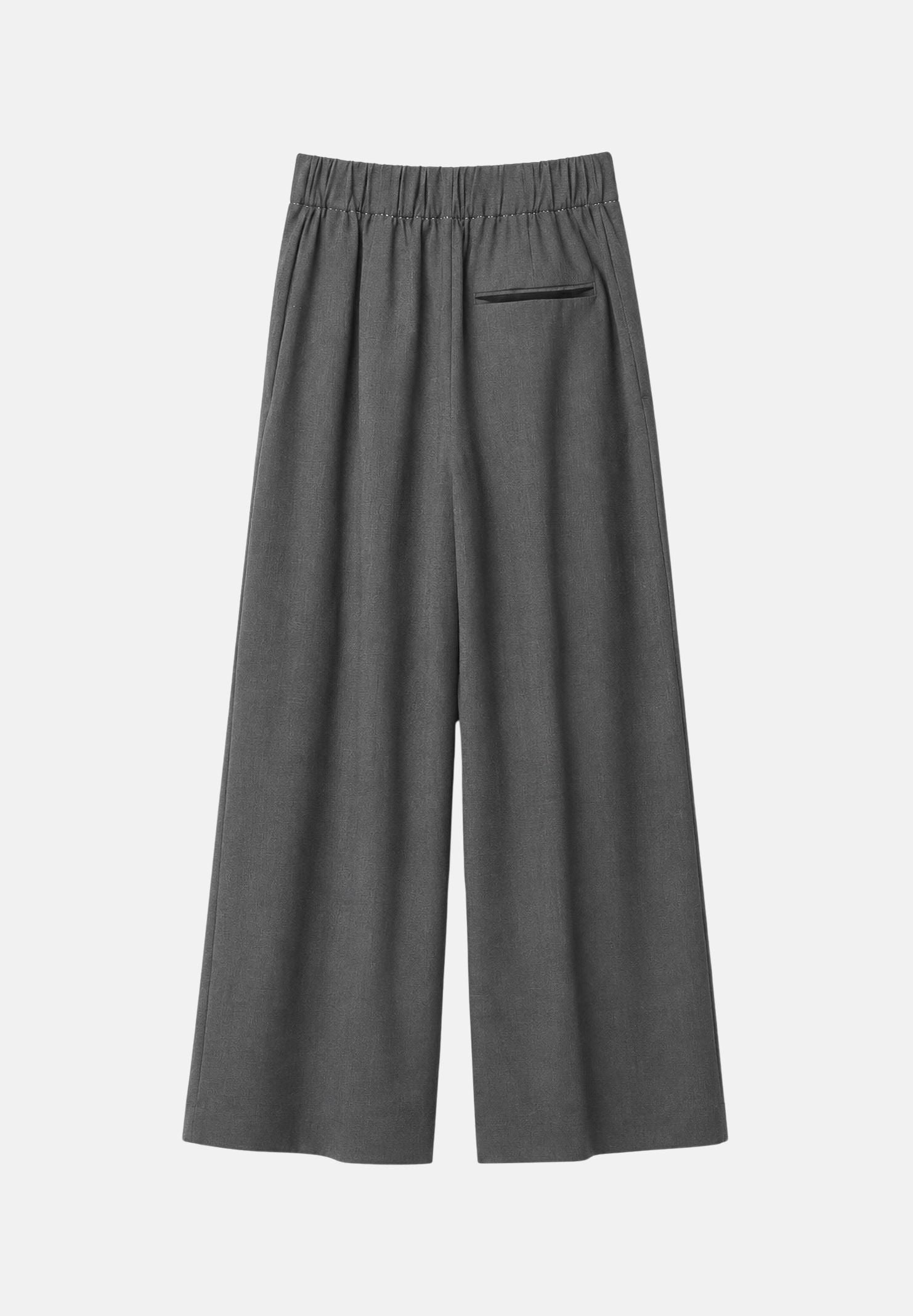 ELEH Pantalone PALAZZO Grigio scuro grigio da donna con pieghe frontali EFW260074 016 ELEH