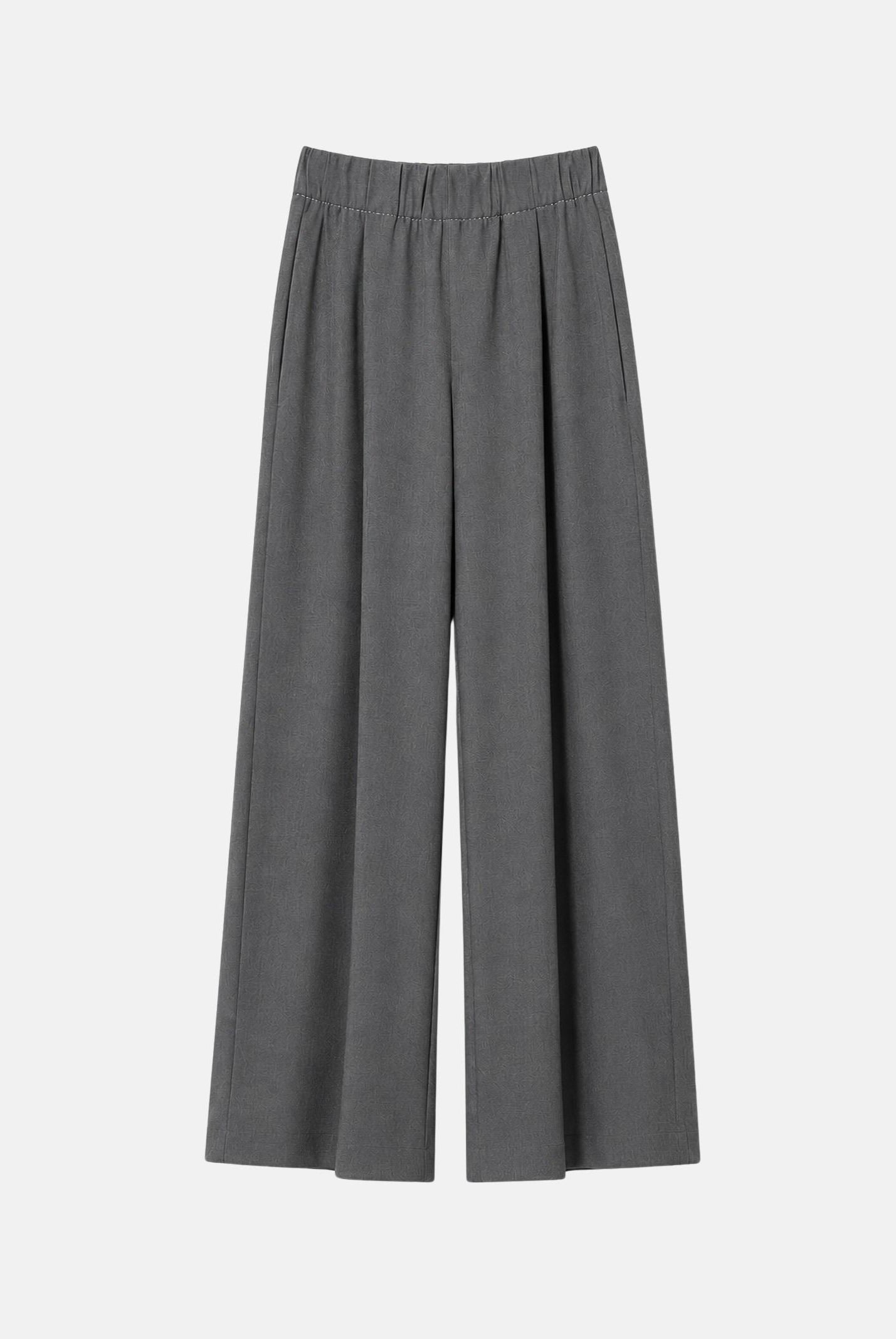 ELEH Pantalone PALAZZO Grigio scuro grigio da donna con pieghe frontali EFW260074 016 ELEH