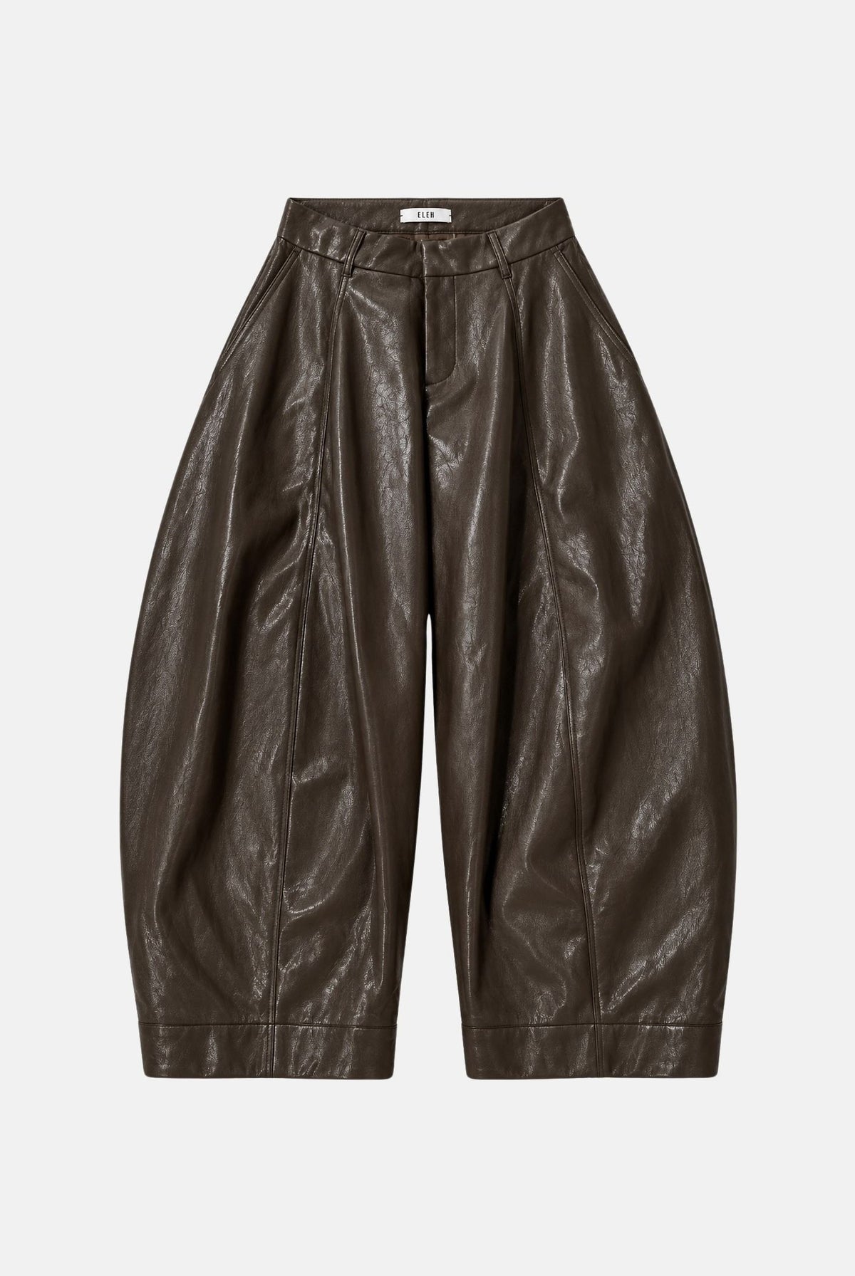 ELEH Pantaloni BARREL in eco-pelle marrone da donna EFW260169 064 ELEH