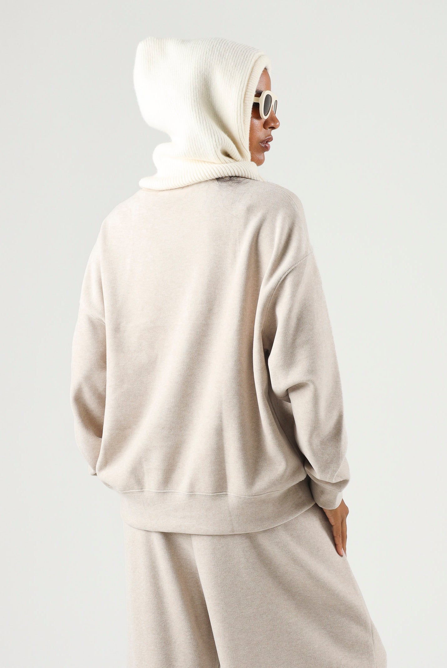 ELEH Felpa girocollo oversize beige da donna in tinta unita EFW260273 052 ELEH