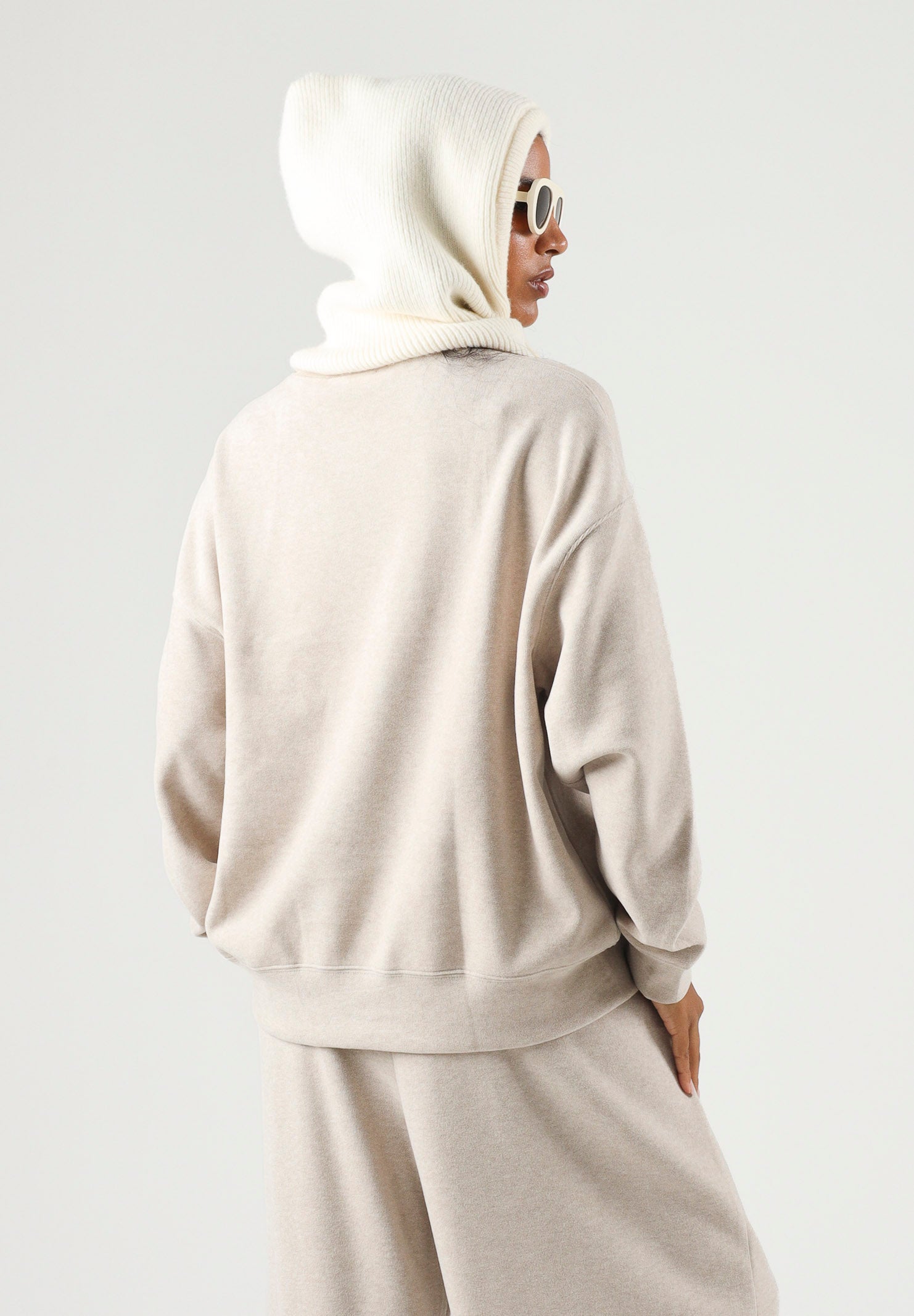 ELEH Felpa girocollo oversize beige da donna in tinta unita EFW260273 052 ELEH