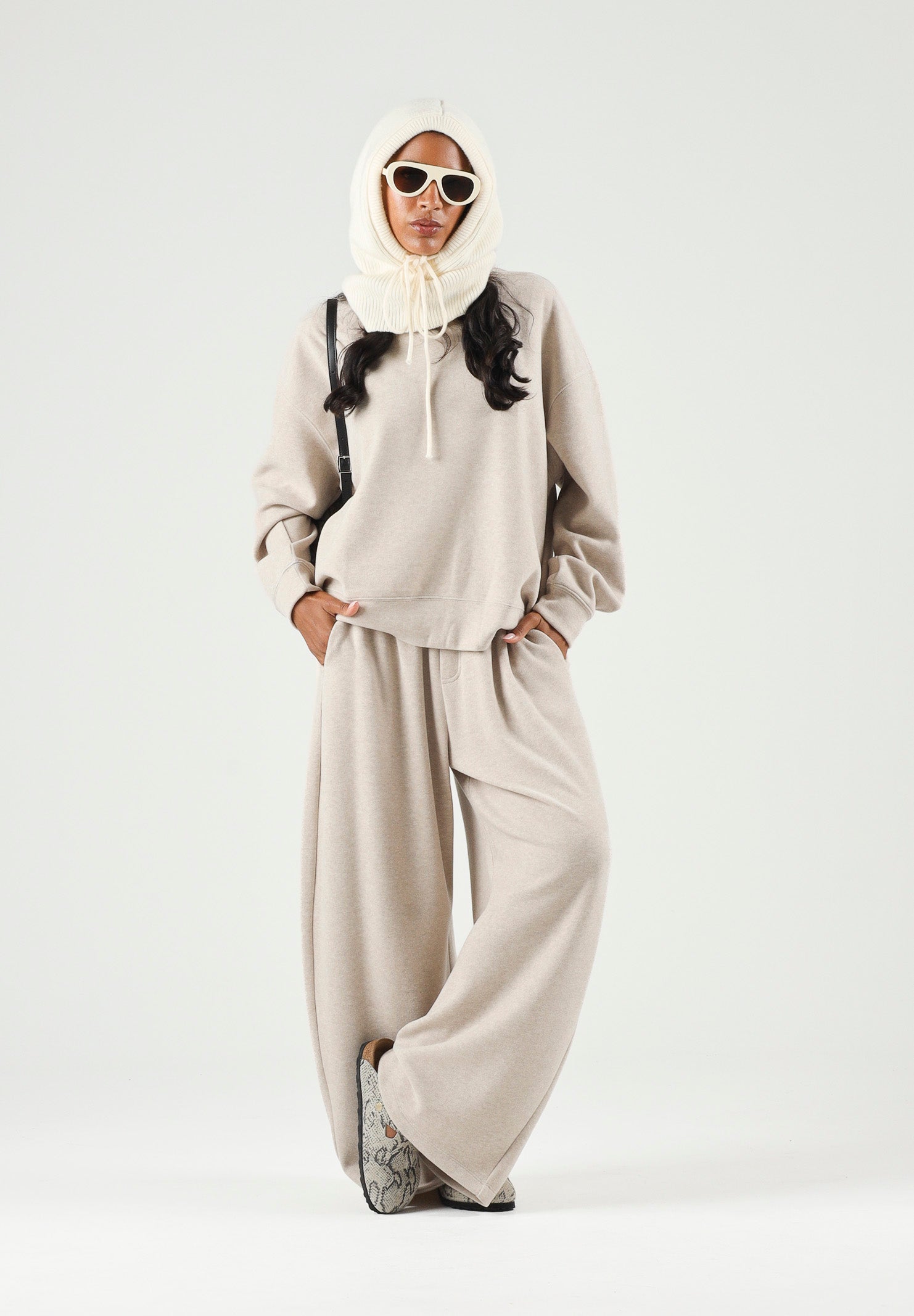 ELEH Pantaloni wide leg beige da donna con gamba ampia EFW260274 052 ELEH