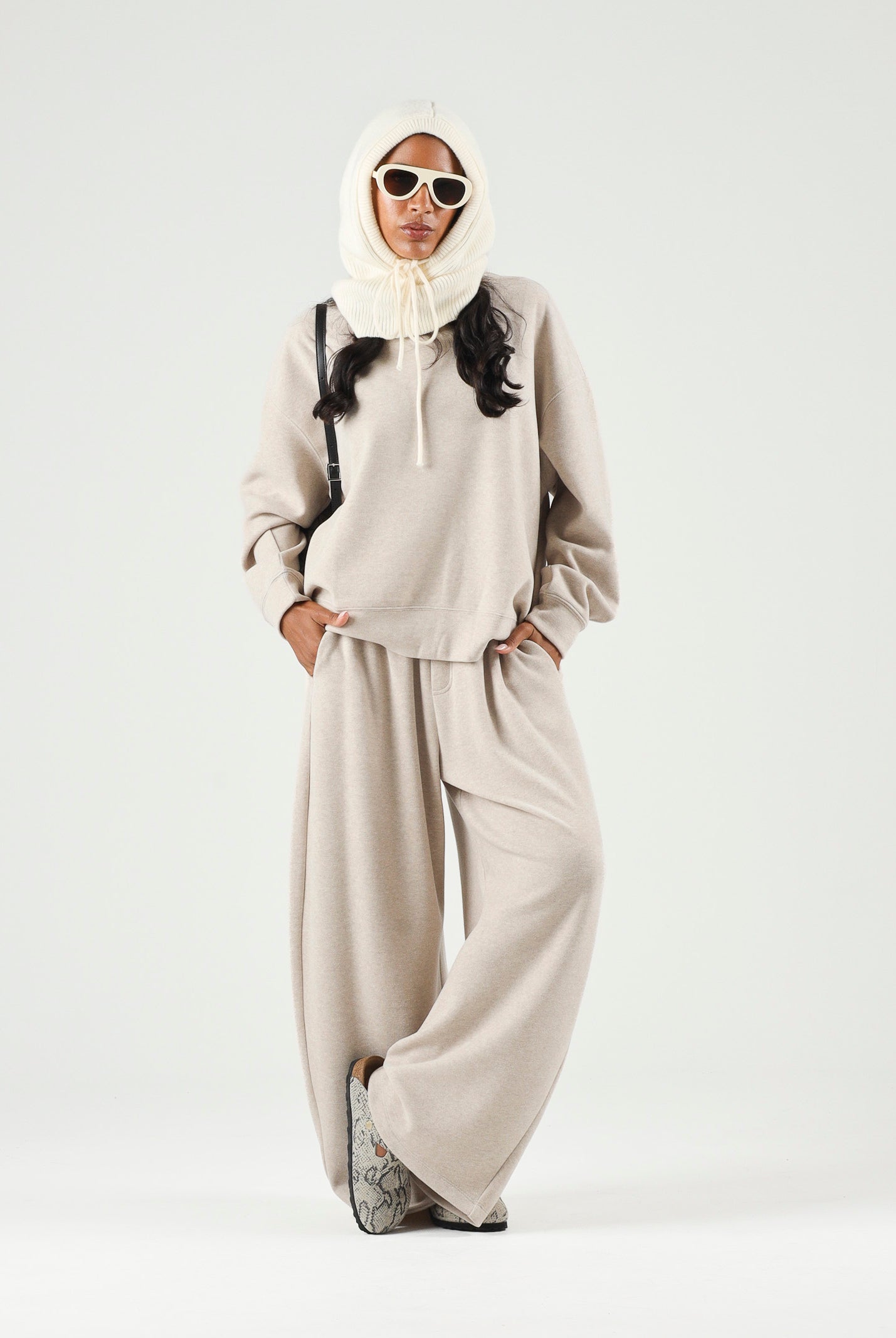 ELEH Pantaloni wide leg beige da donna con gamba ampia EFW260274 052 ELEH
