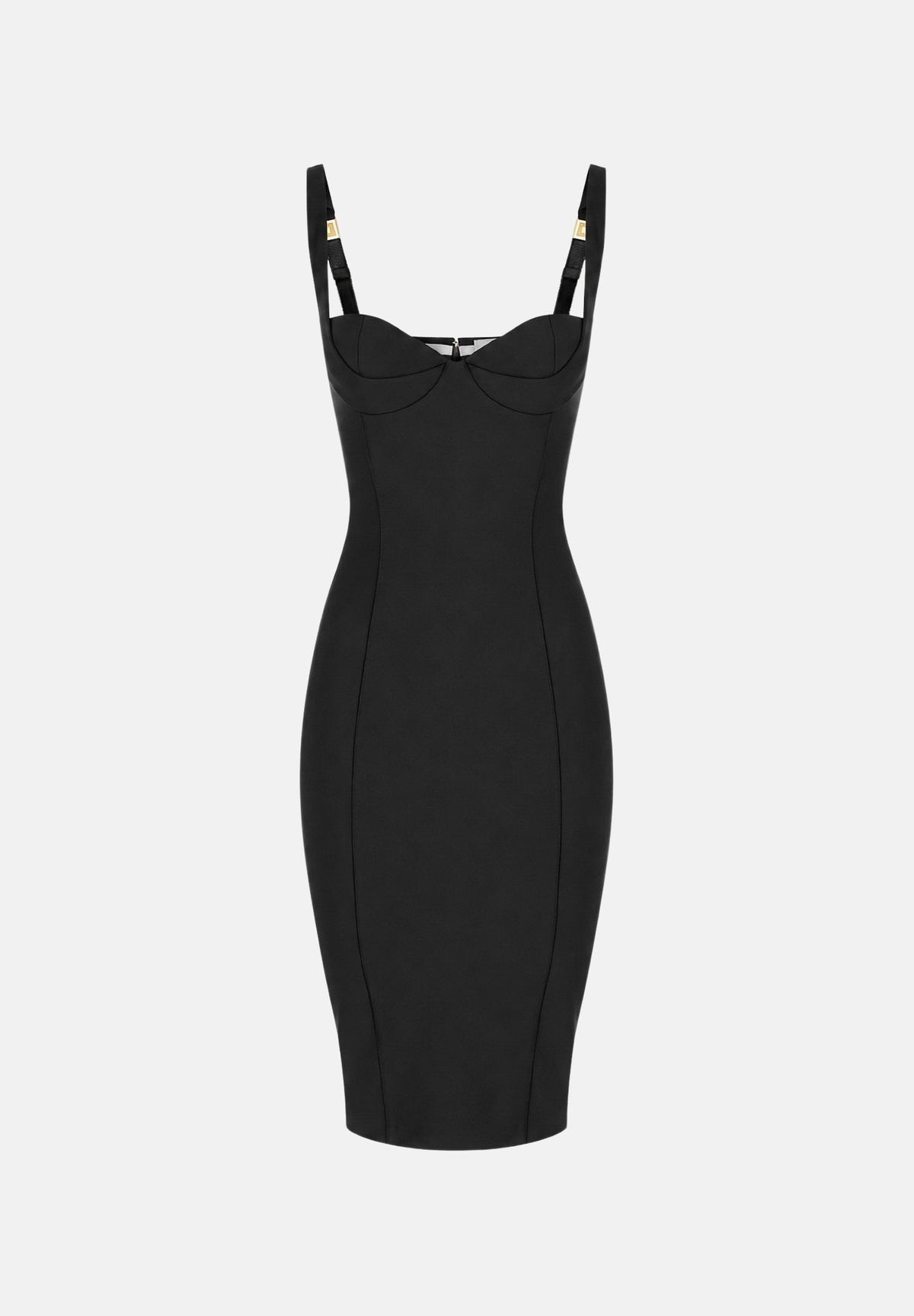ELISABETTA FRANCHI Abito corto nero per donna con silhouette fasciante e scollo strutturato AB00267E2 110 ELISABETTA FRANCHI