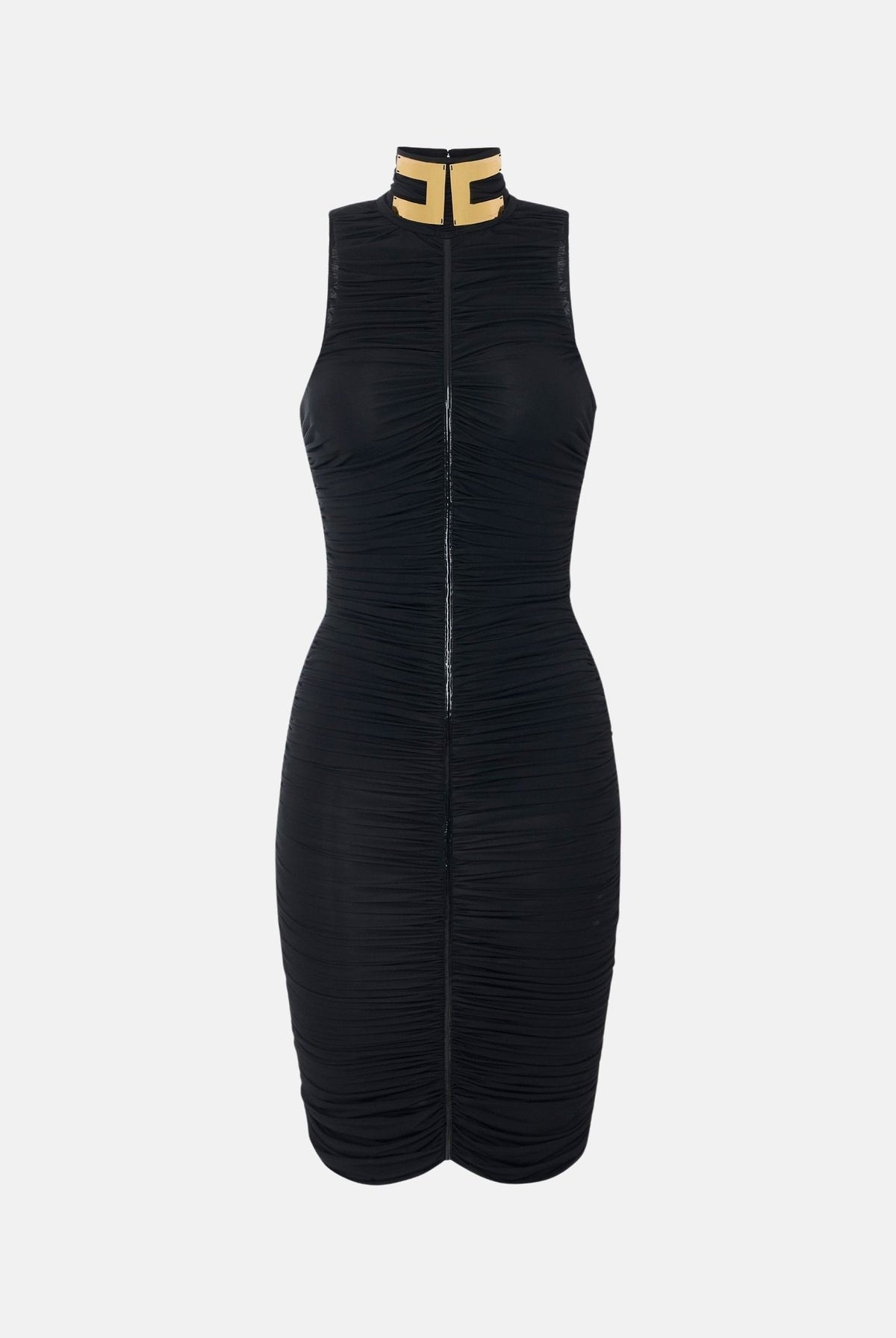 ELISABETTA FRANCHI Abito tubino nero per donna con lavorazione drappeggiata AB03667E2 110 ELISABETTA FRANCHI