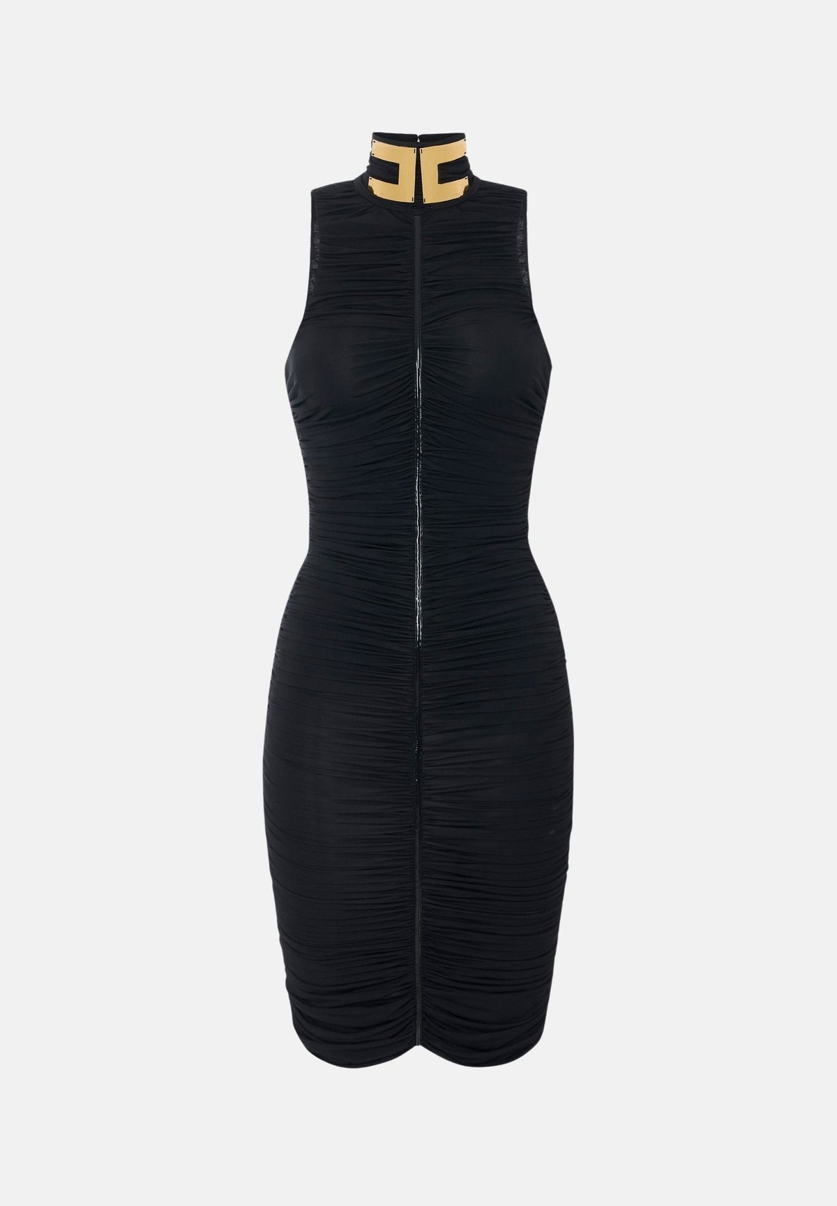 ELISABETTA FRANCHI Abito tubino nero per donna con lavorazione drappeggiata AB03667E2 110 ELISABETTA FRANCHI
