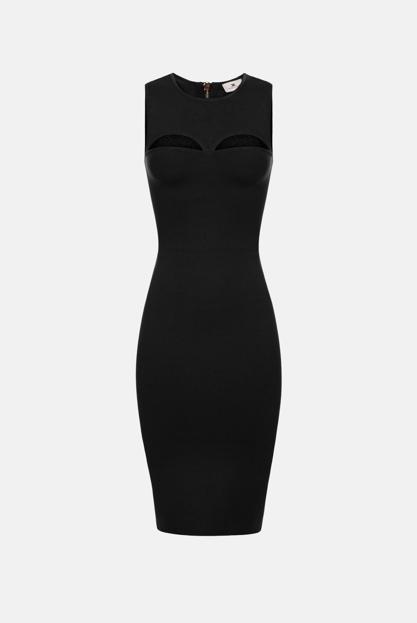 ELISABETTA FRANCHI Abito in maglia nero da donna con dettagli cut-out sul carré. AM05B66E2 110 ELISABETTA FRANCHI