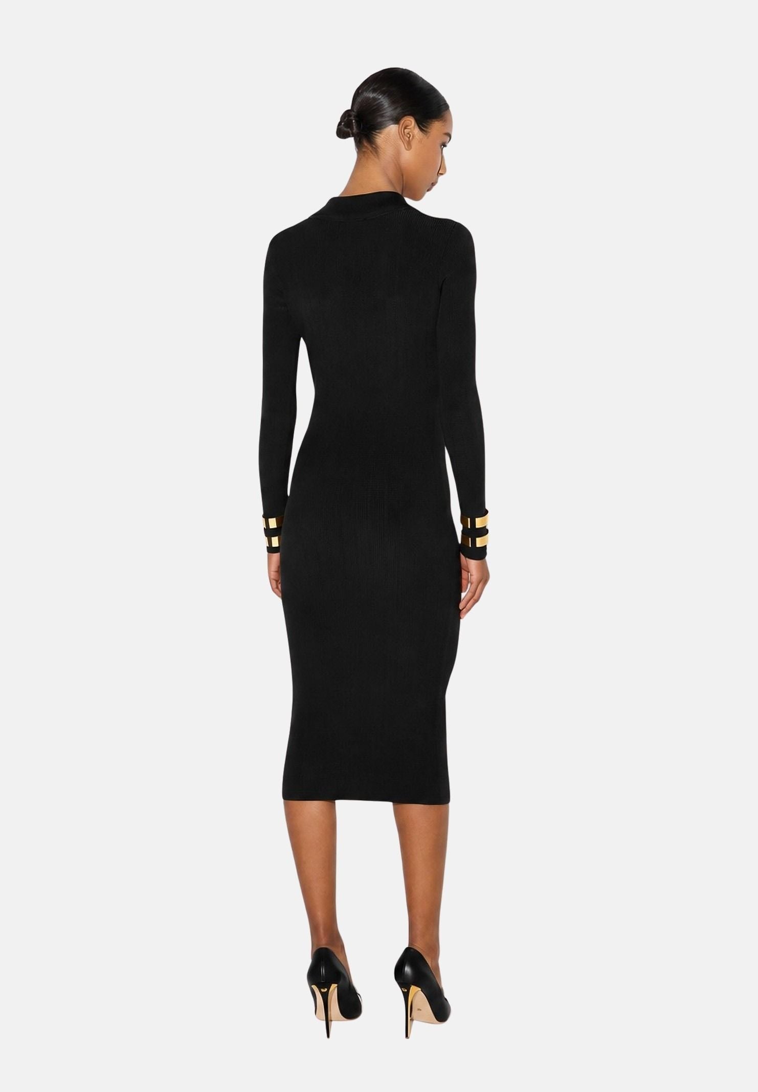 ELISABETTA FRANCHI Abito OPENWORK in maglia, nero da donna<BR/>con lavorazione a coste AM08B66E2 110 ELISABETTA FRANCHI