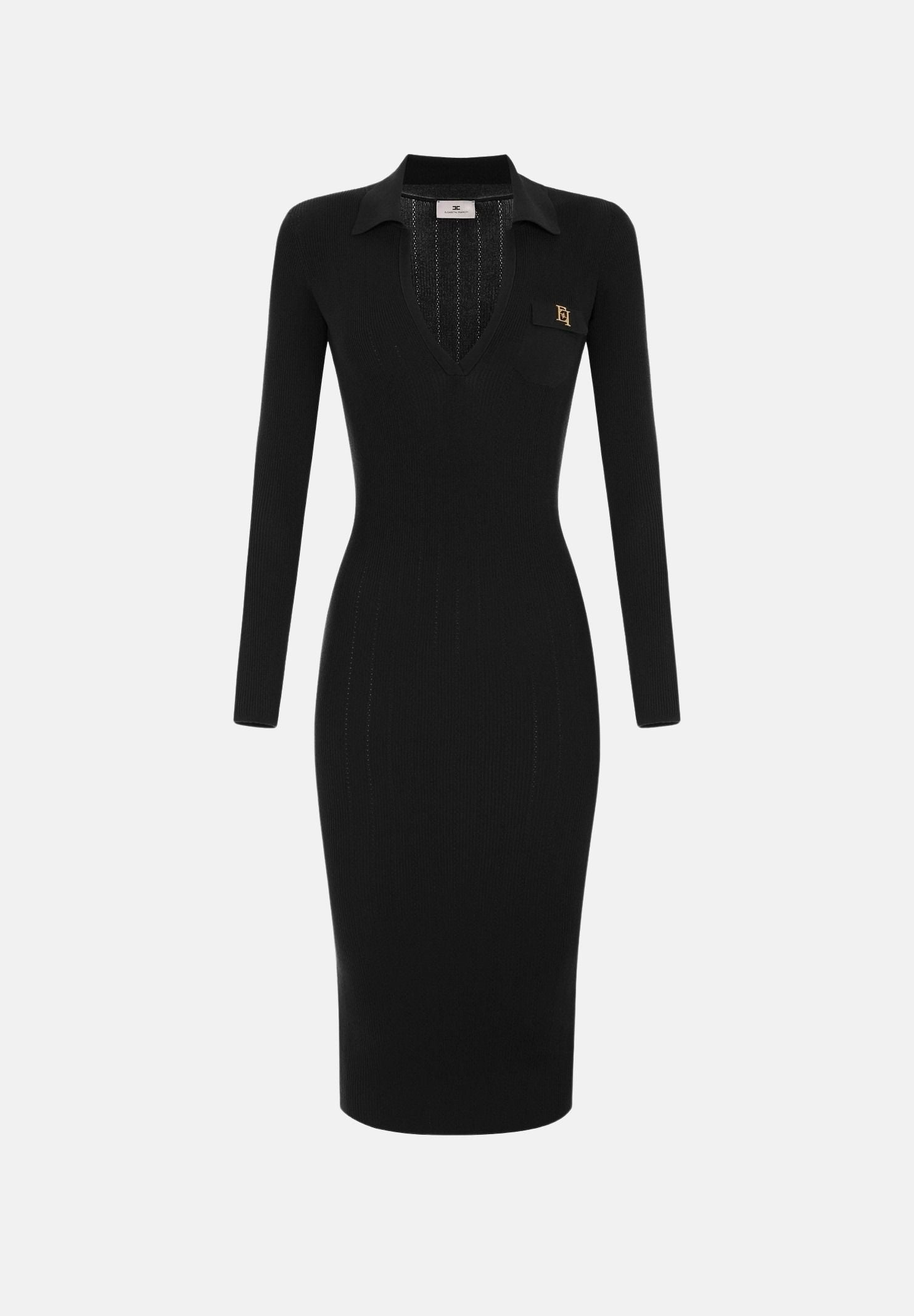 ELISABETTA FRANCHI Abito OPENWORK in maglia, nero da donna<BR/>con lavorazione a coste AM08B66E2 110 ELISABETTA FRANCHI