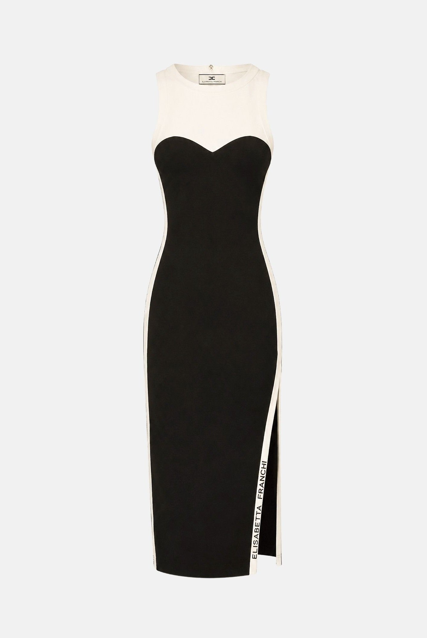 ELISABETTA FRANCHI Abito midi a tubino nero-burro da donna con spacchi laterali AM44S66E2 685 ELISABETTA FRANCHI