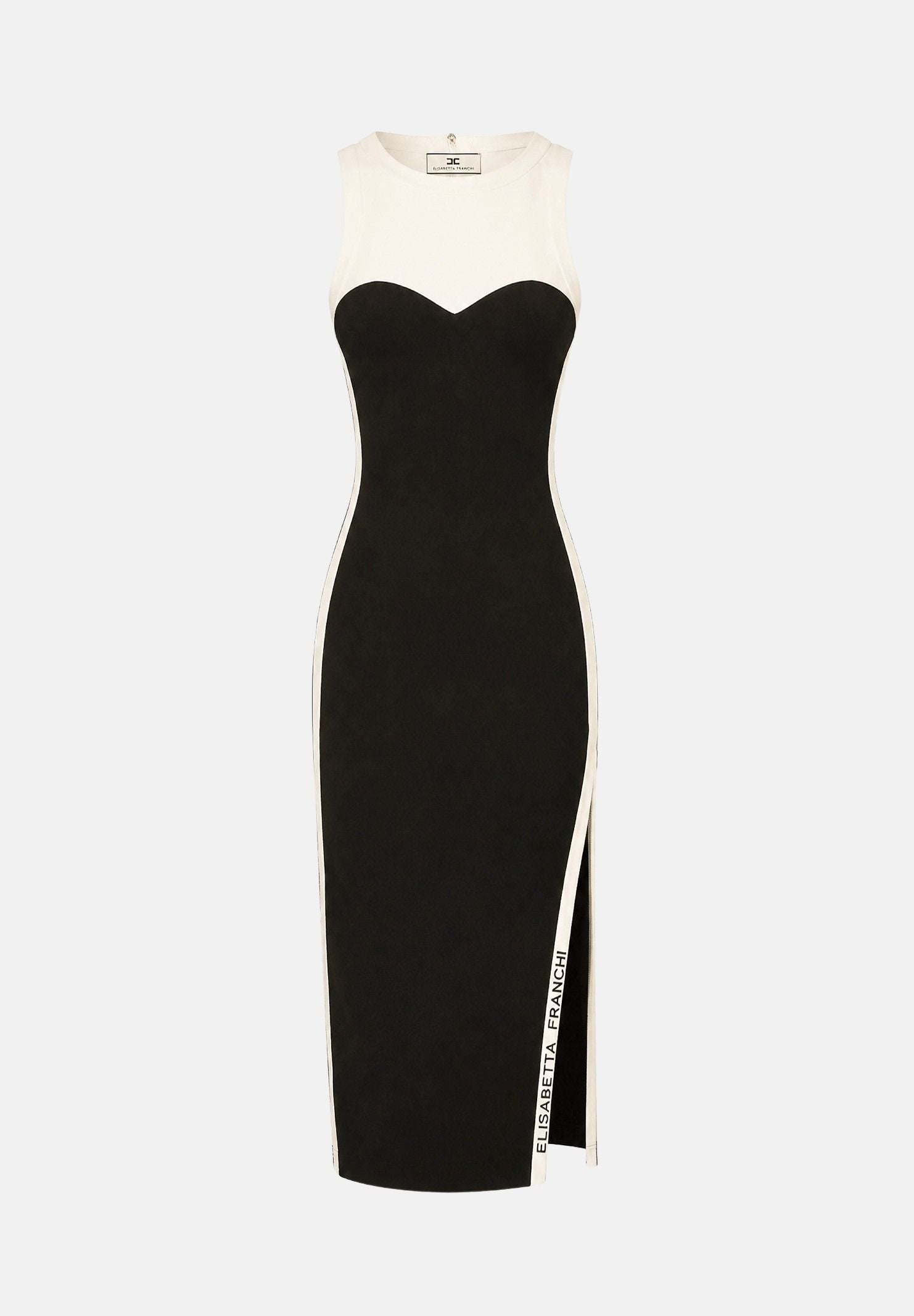 ELISABETTA FRANCHI Abito midi a tubino nero-burro da donna con spacchi laterali AM44S66E2 685 ELISABETTA FRANCHI