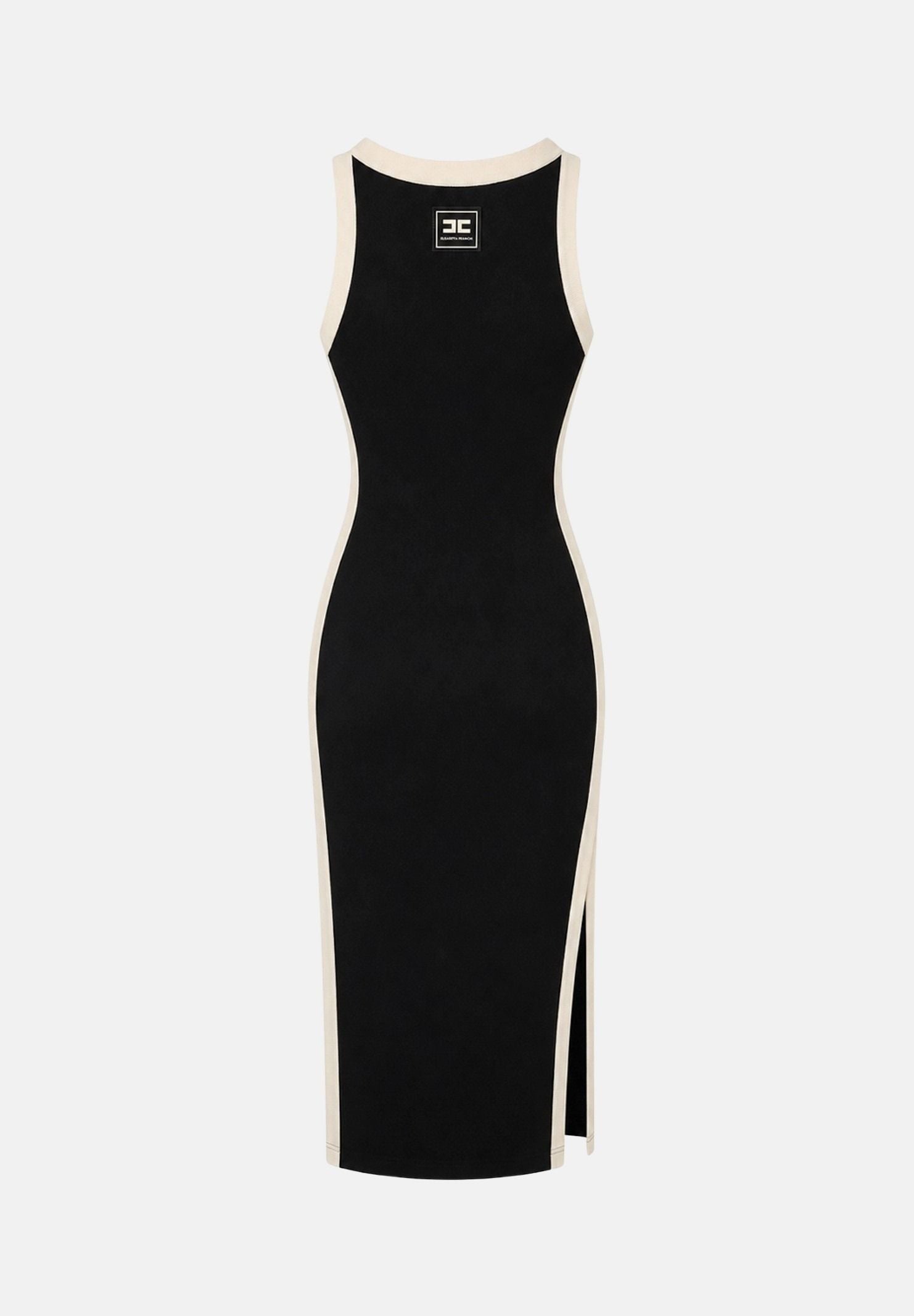 ELISABETTA FRANCHI Abito midi a tubino nero-burro da donna con spacchi laterali AM44S66E2 685 ELISABETTA FRANCHI