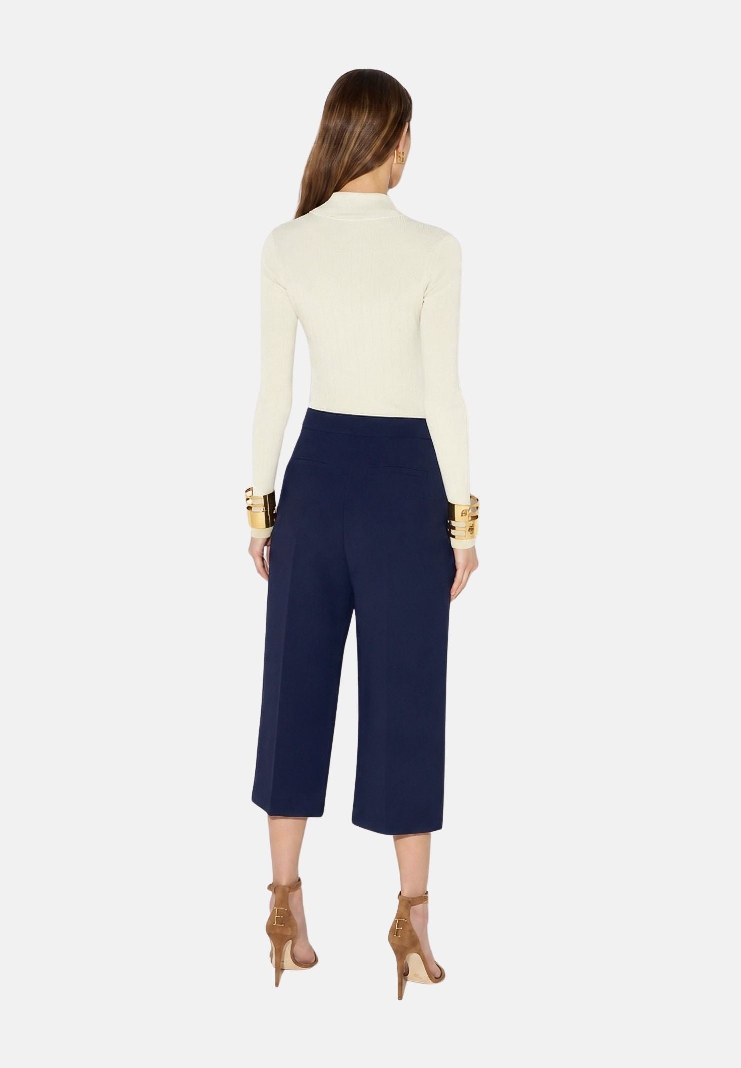 ELISABETTA FRANCHI Body a maglia lungo avorio-bianco da donna CON RICAMI À JOUR BK02B66E2 360 ELISABETTA FRANCHI