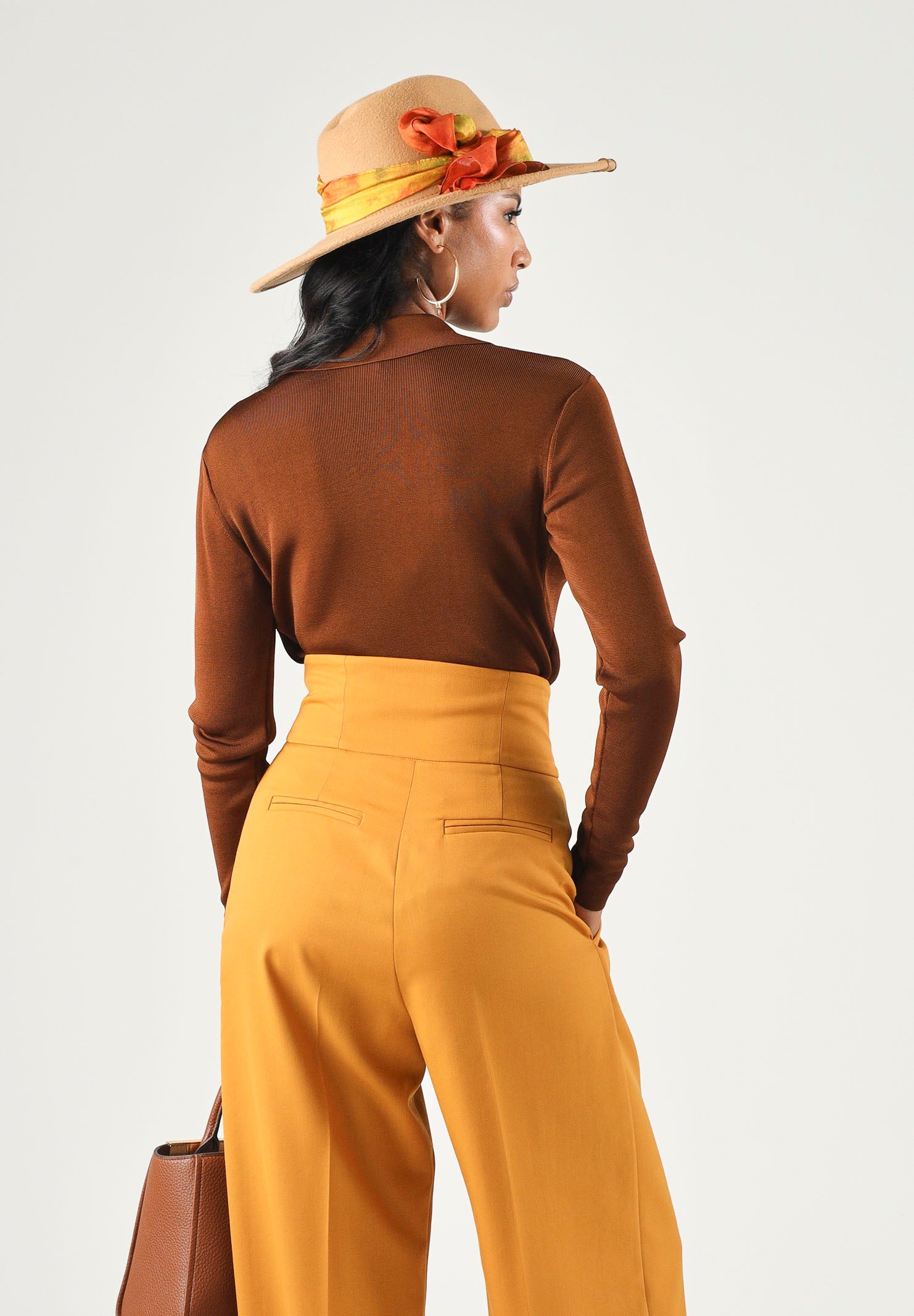 ELISABETTA FRANCHI Body in filato di viscosa sigaro-marrone da donna con catena gioiello<BR/> BK03S66E2 FK3 ELISABETTA FRANCHI