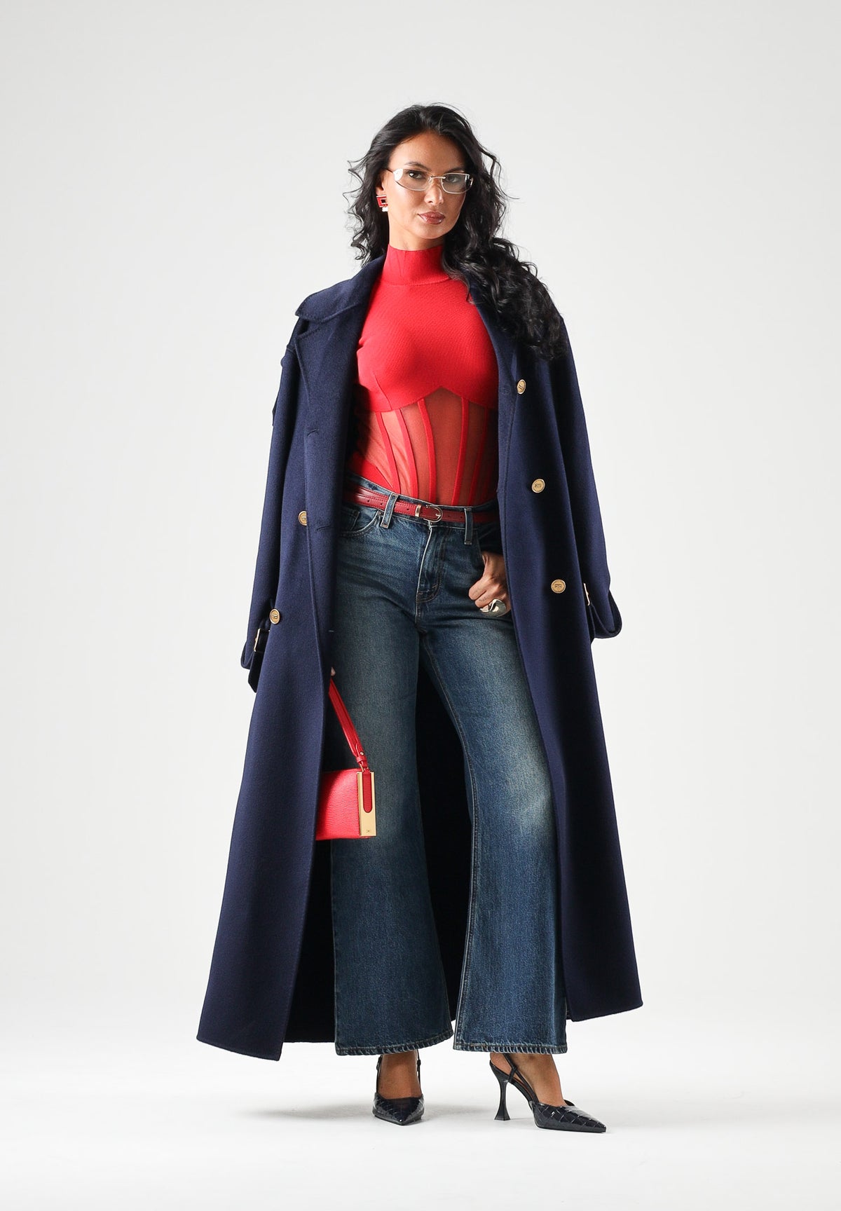 ELISABETTA FRANCHI Body red passion rosso per donna con inserti stile corsetto trasparente e maniche lunghe BK05S67E2 CG5 ELISABETTA FRANCHI