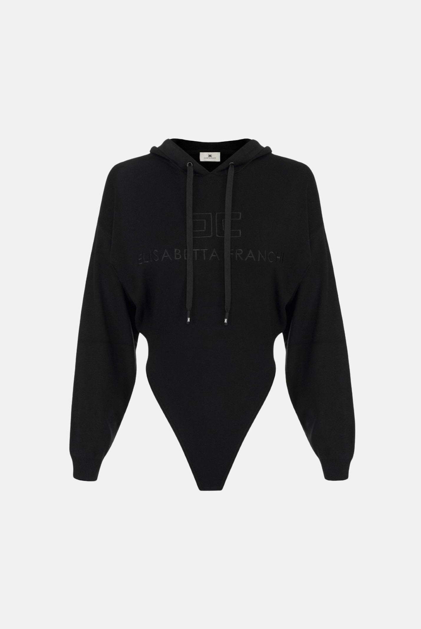 ELISABETTA FRANCHI Body in maglia nero da donna con logo ricamato tono su tono.<BR/> BK87S66E2 110 ELISABETTA FRANCHI