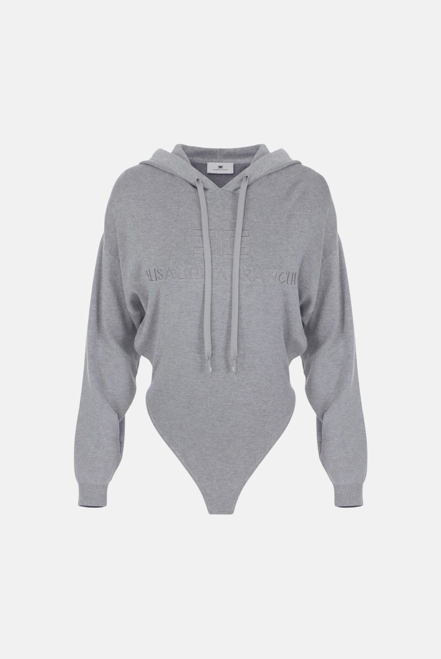ELISABETTA FRANCHI Body in maglia grigio melange da donna con logo ricamato tono su tono BK87S66E2 431 ELISABETTA FRANCHI