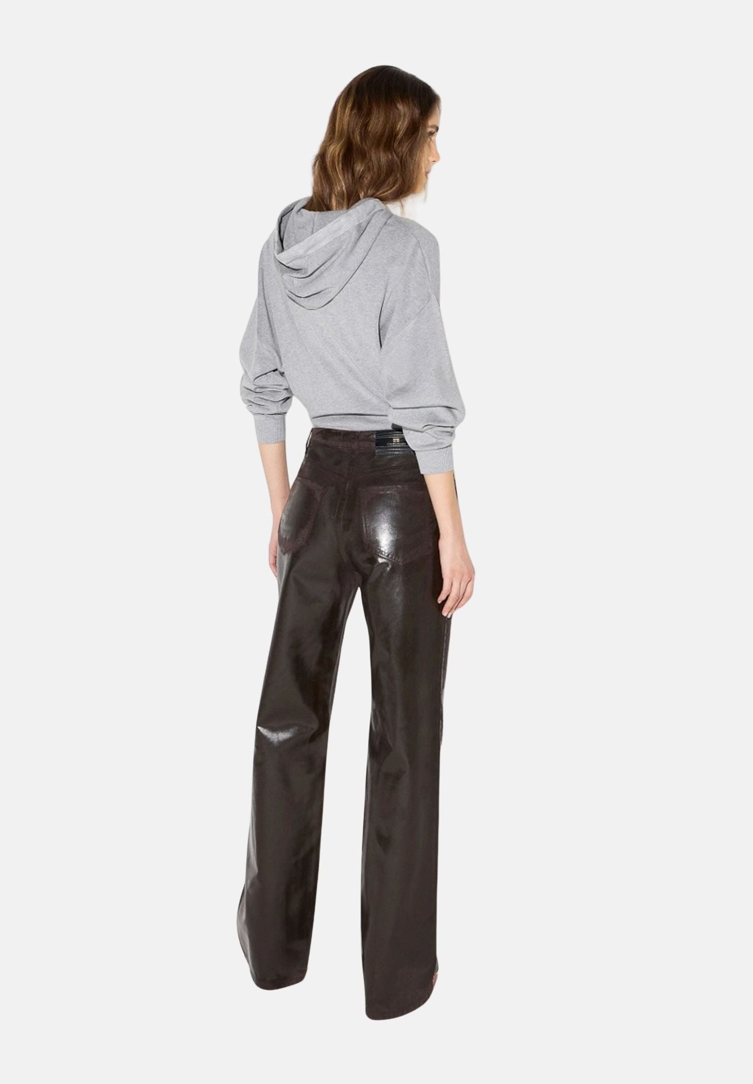 ELISABETTA FRANCHI Body in maglia grigio melange da donna con logo ricamato tono su tono BK87S66E2 431 ELISABETTA FRANCHI