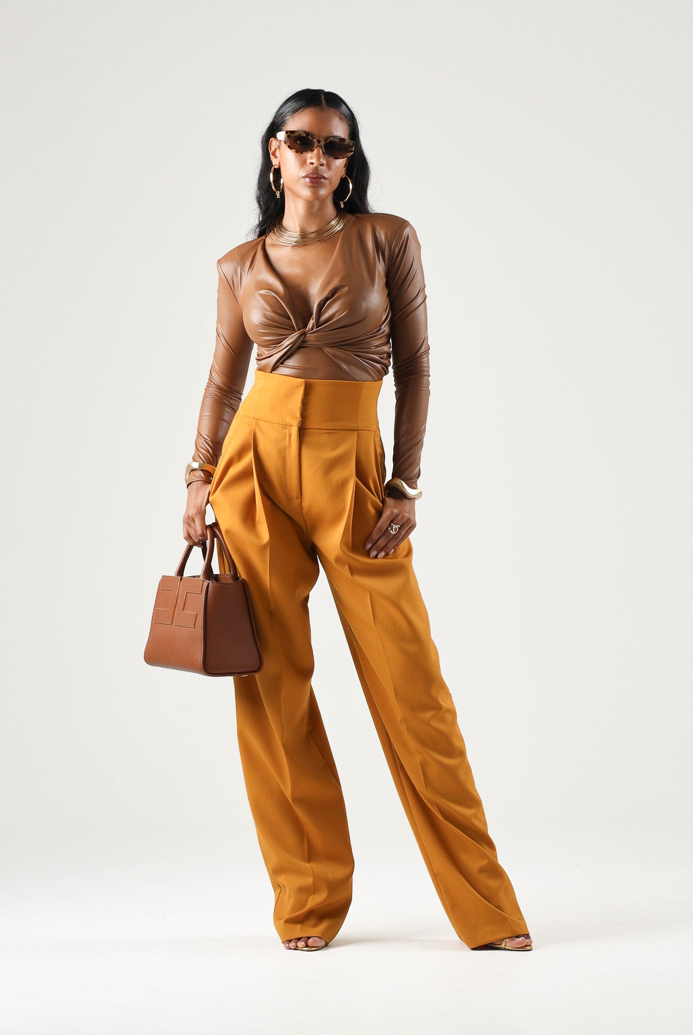 ELISABETTA FRANCHI Body con nodo, color sigaro, marrone da donna BO04566E2 FK3 ELISABETTA FRANCHI