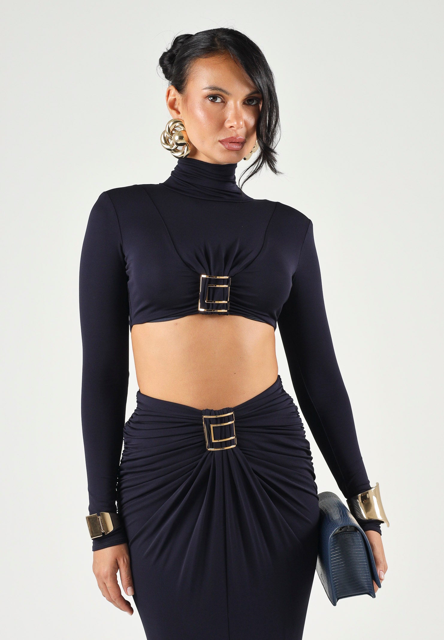 ELISABETTA FRANCHI BODY IN JERSEY CON LOGO GIOIELLO Blu notte, blu, donna. BO05567E2 H88 ELISABETTA FRANCHI