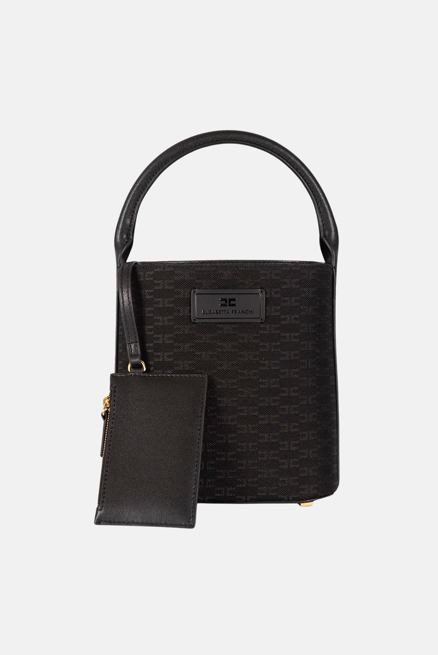 ELISABETTA FRANCHI Borsa DAILY nera da donna con motivo monogram logo all-over BS02A66E2 110 ELISABETTA FRANCHI