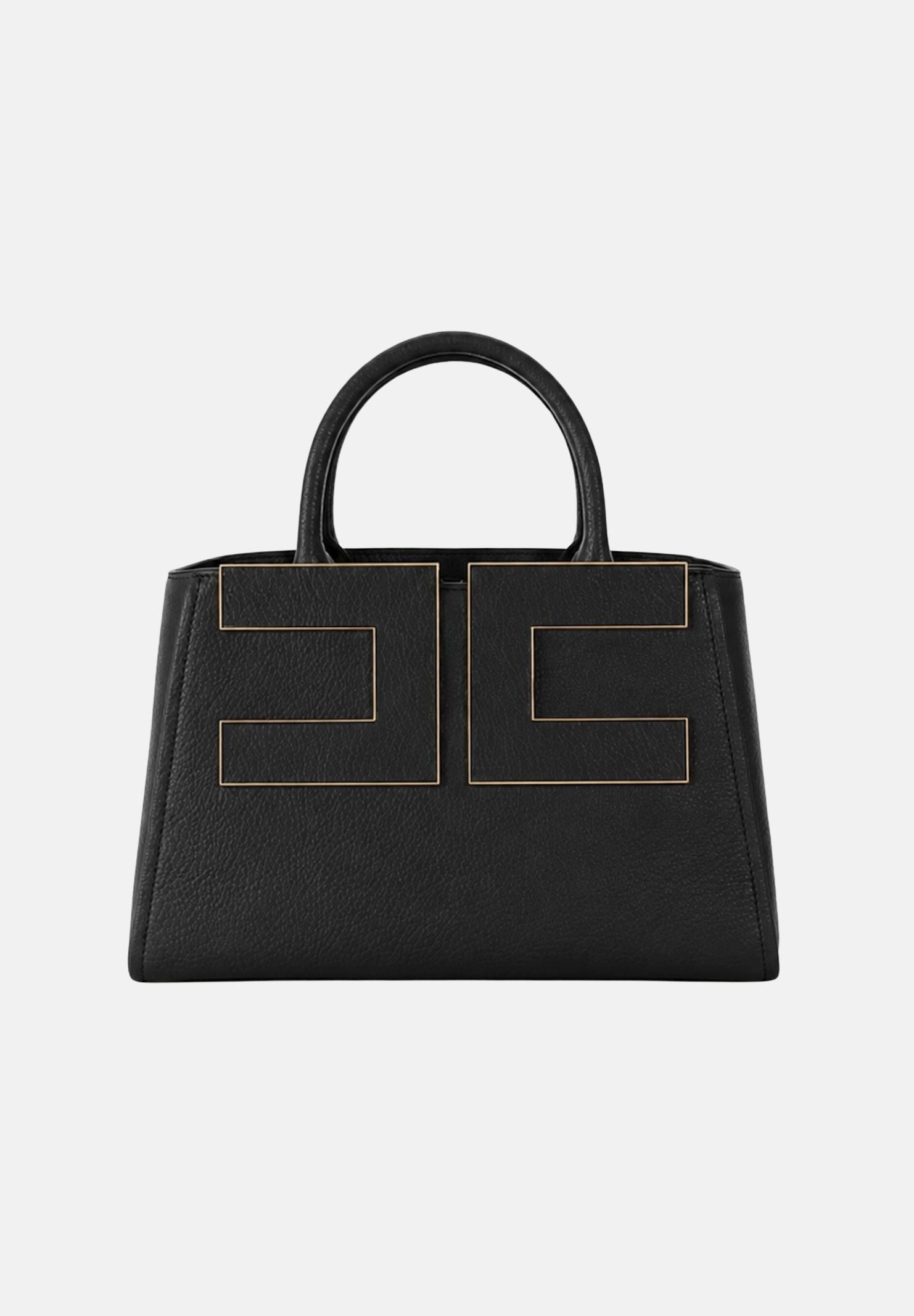 ELISABETTA FRANCHI Borsa TOTE nera da donna con maxi logo frontale. BS06A66E2 110 ELISABETTA FRANCHI
