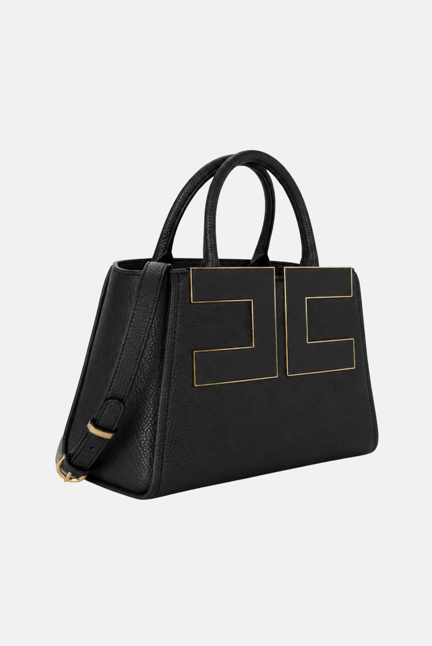 ELISABETTA FRANCHI Borsa TOTE nera da donna con maxi logo frontale. BS06A66E2 110 ELISABETTA FRANCHI
