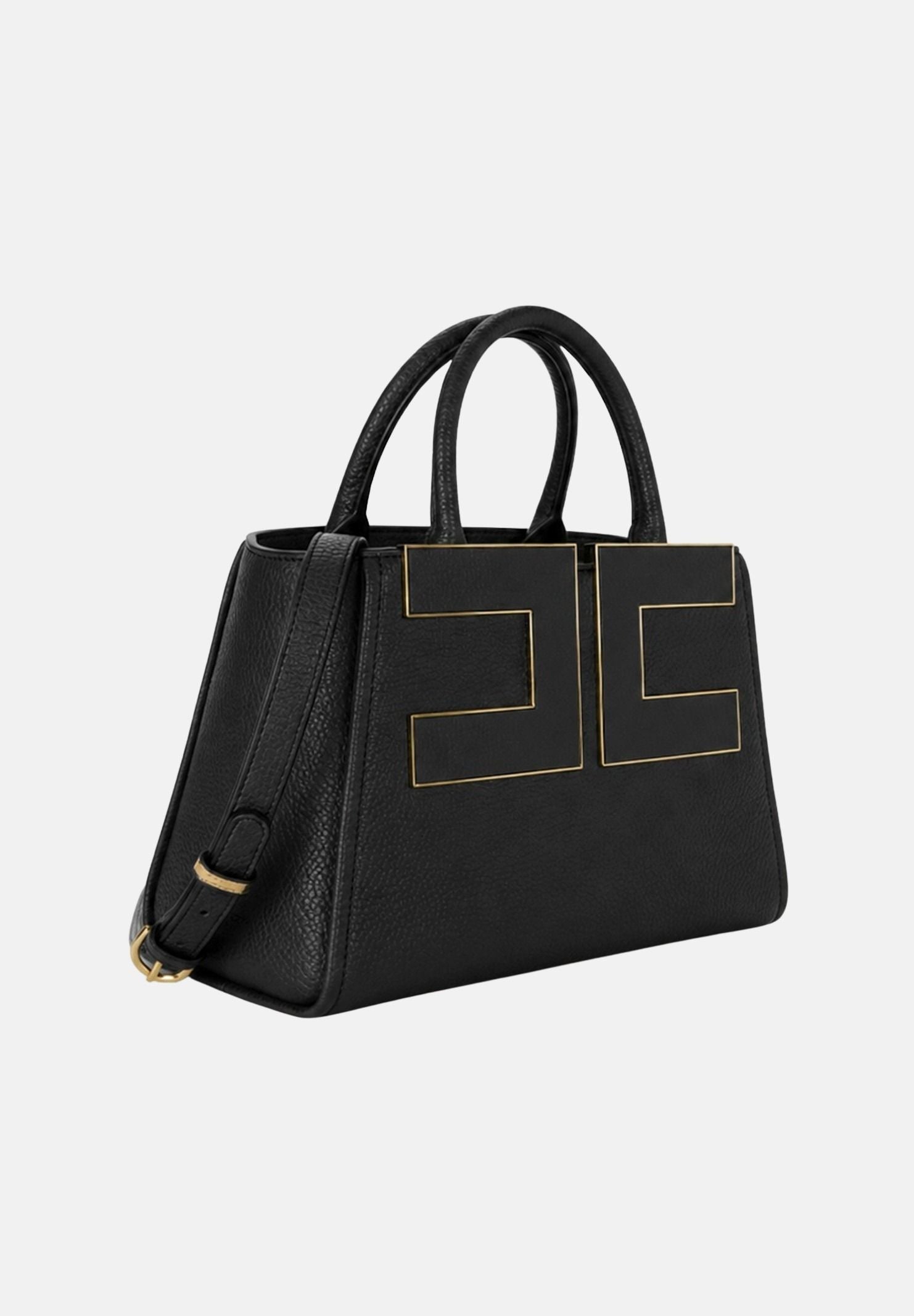 ELISABETTA FRANCHI Borsa TOTE nera da donna con maxi logo frontale. BS06A66E2 110 ELISABETTA FRANCHI