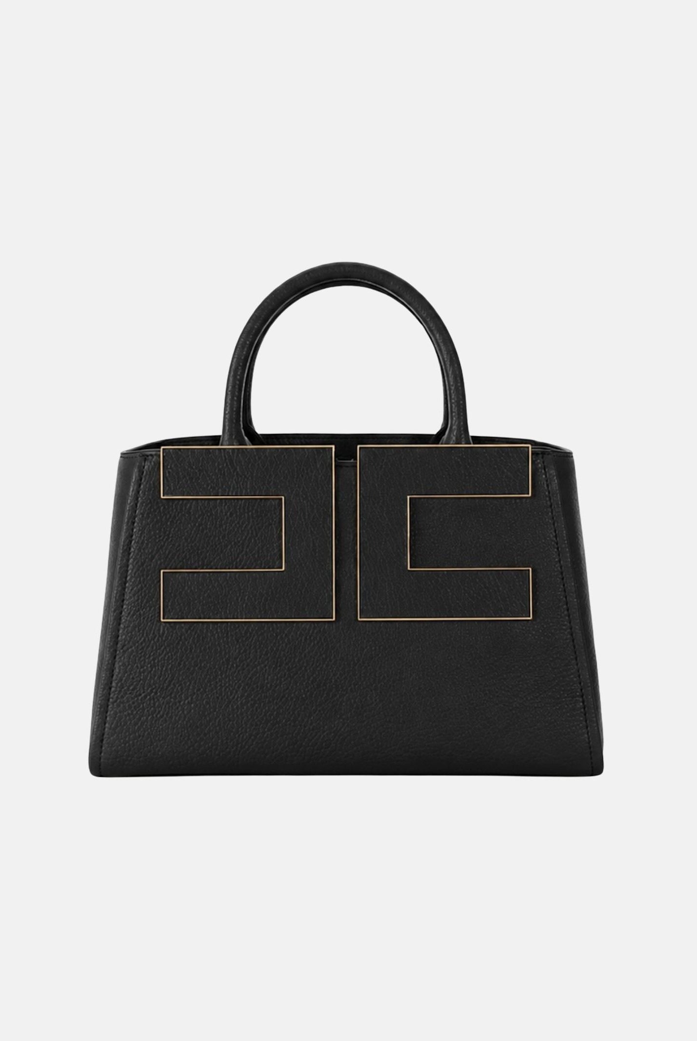 ELISABETTA FRANCHI Borsa TOTE nera da donna con maxi logo frontale. BS06A66E2 110 ELISABETTA FRANCHI