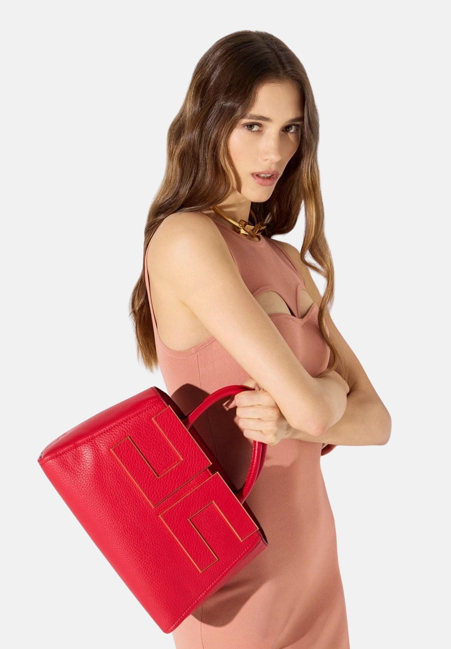 ELISABETTA FRANCHI Borsa TOTE red passion rossa da donna con maxi logo frontale. BS06A66E2 CG5 ELISABETTA FRANCHI
