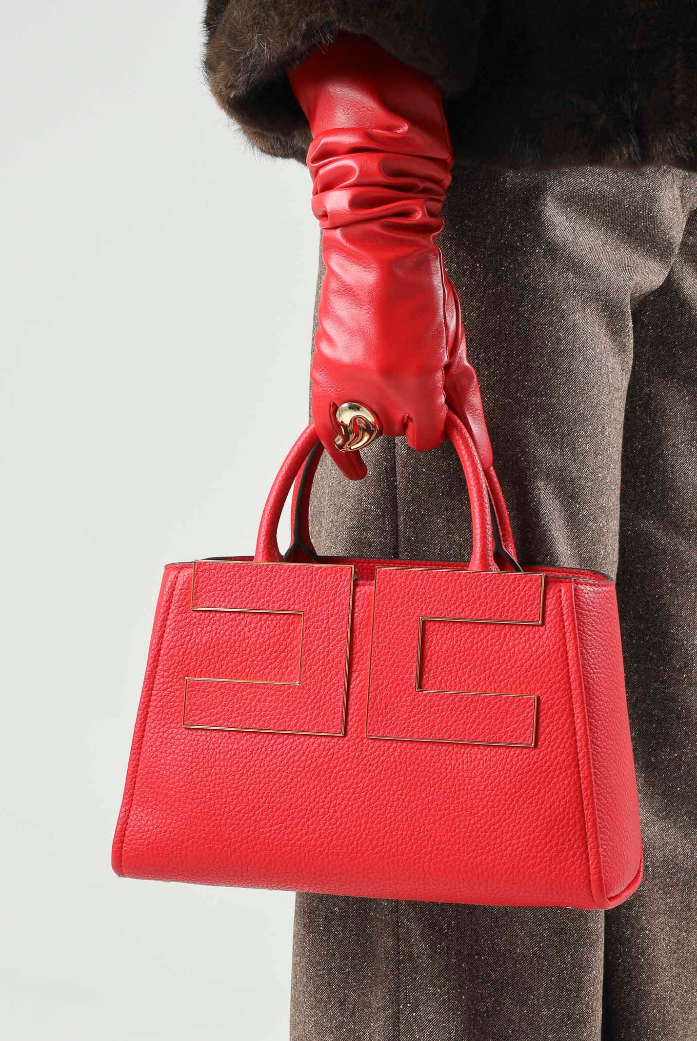 ELISABETTA FRANCHI Borsa TOTE red passion rossa da donna con maxi logo frontale. BS06A66E2 CG5 ELISABETTA FRANCHI