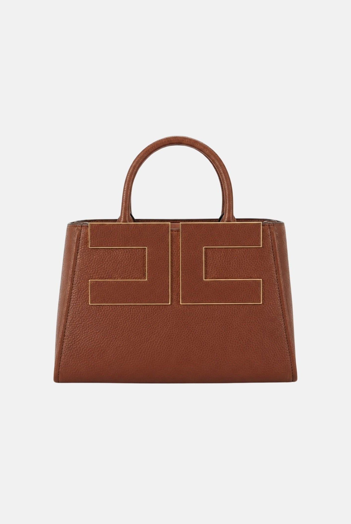 ELISABETTA FRANCHI Borsa a mano brown sugar- marrone da donna con maxi logo frontale <BR/> BS06A66E2 FK3 ELISABETTA FRANCHI