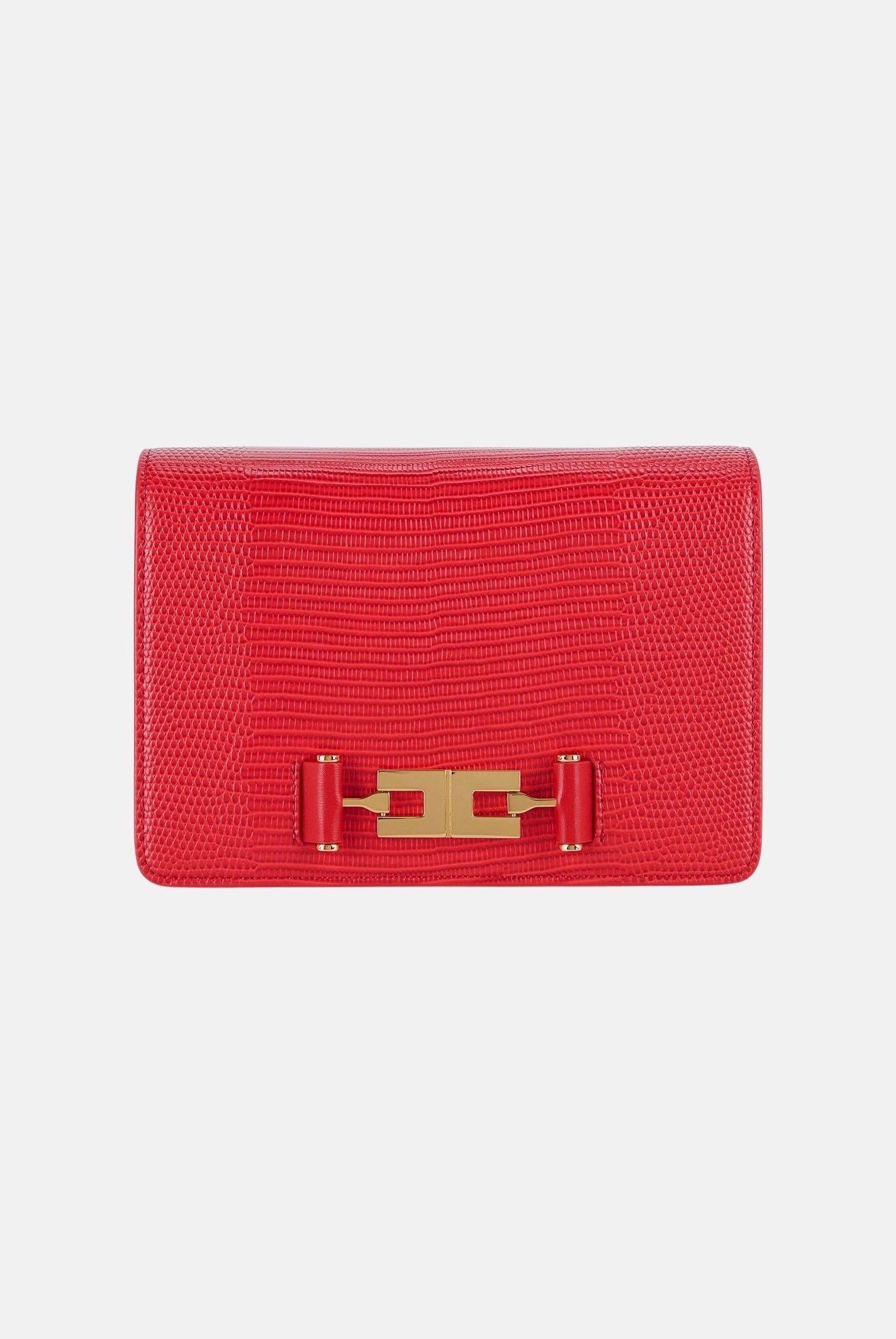 ELISABETTA FRACHI Borsa a tracolla red passion, rossa, da donna, con catena groumette e stampa effetto lucertola BS09A66E2 CG5 ELISABETTA FRANCHI
