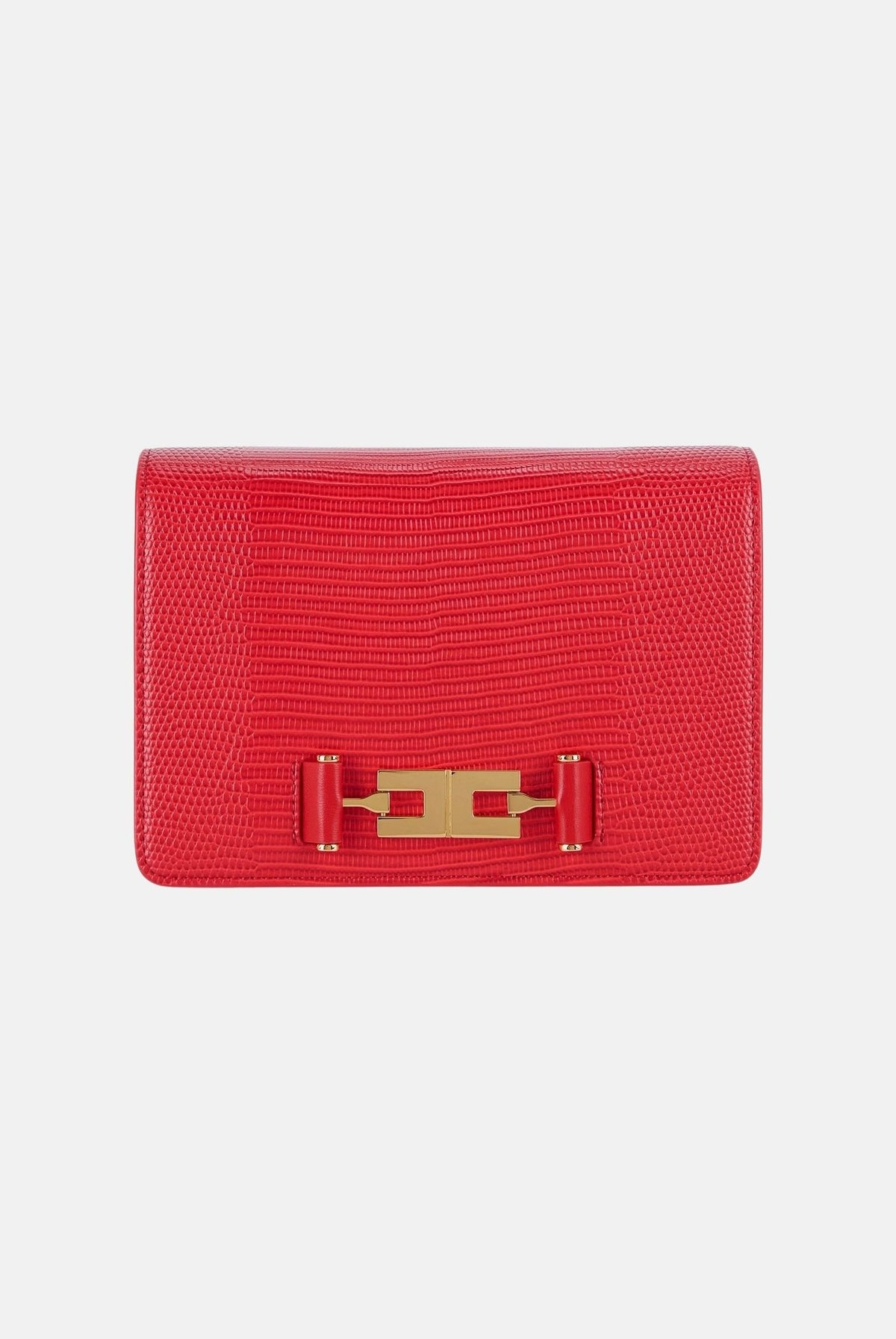 ELISABETTA FRACHI Borsa a tracolla in eco-pelle red passion, rossa, da donna, con catena groumette e stampa effetto lucertola BS09A66E2 CG5 ELISABETTA FRANCHI