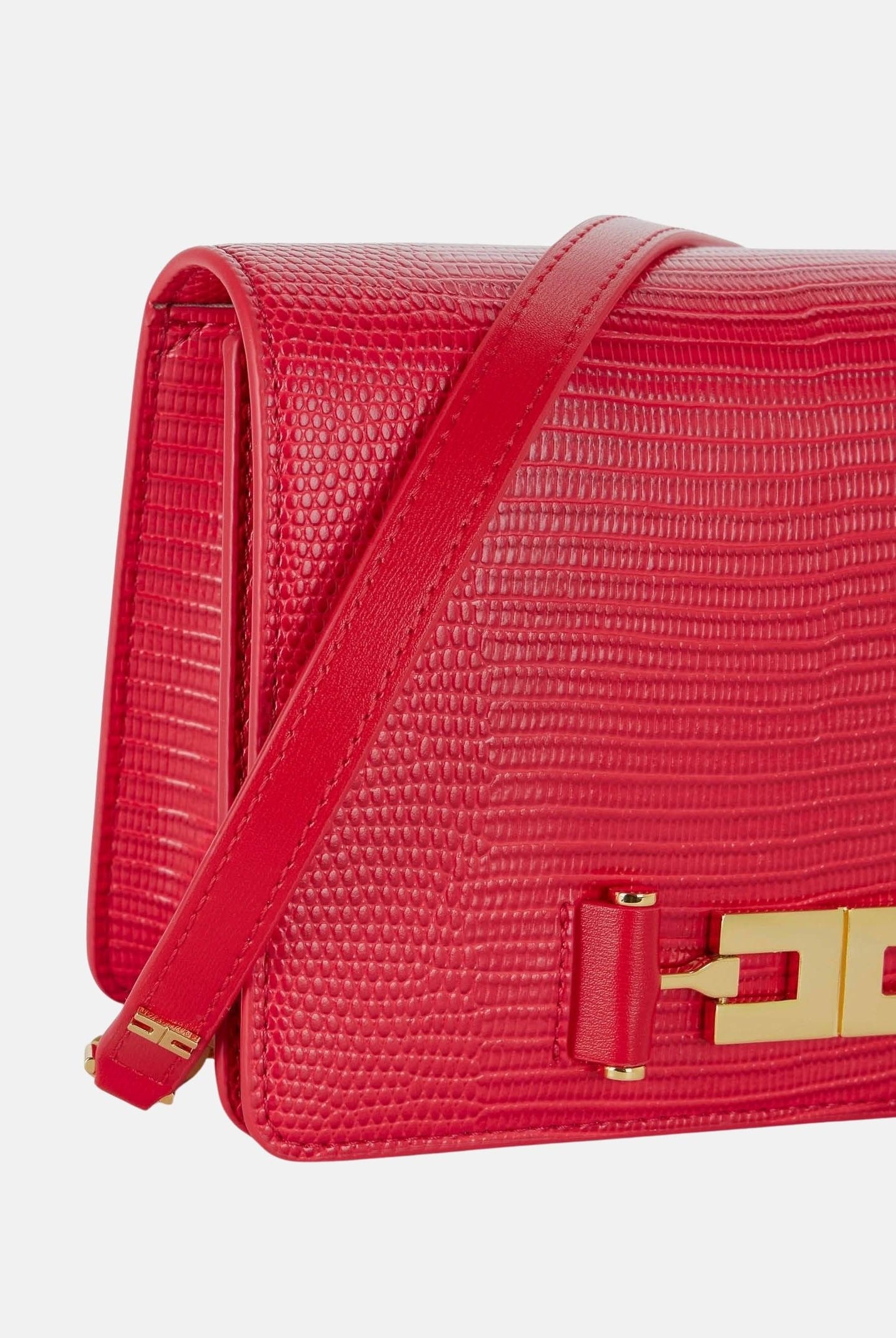 ELISABETTA FRACHI Borsa a tracolla red passion, rossa, da donna, con catena groumette e stampa effetto lucertola BS09A66E2 CG5 ELISABETTA FRANCHI
