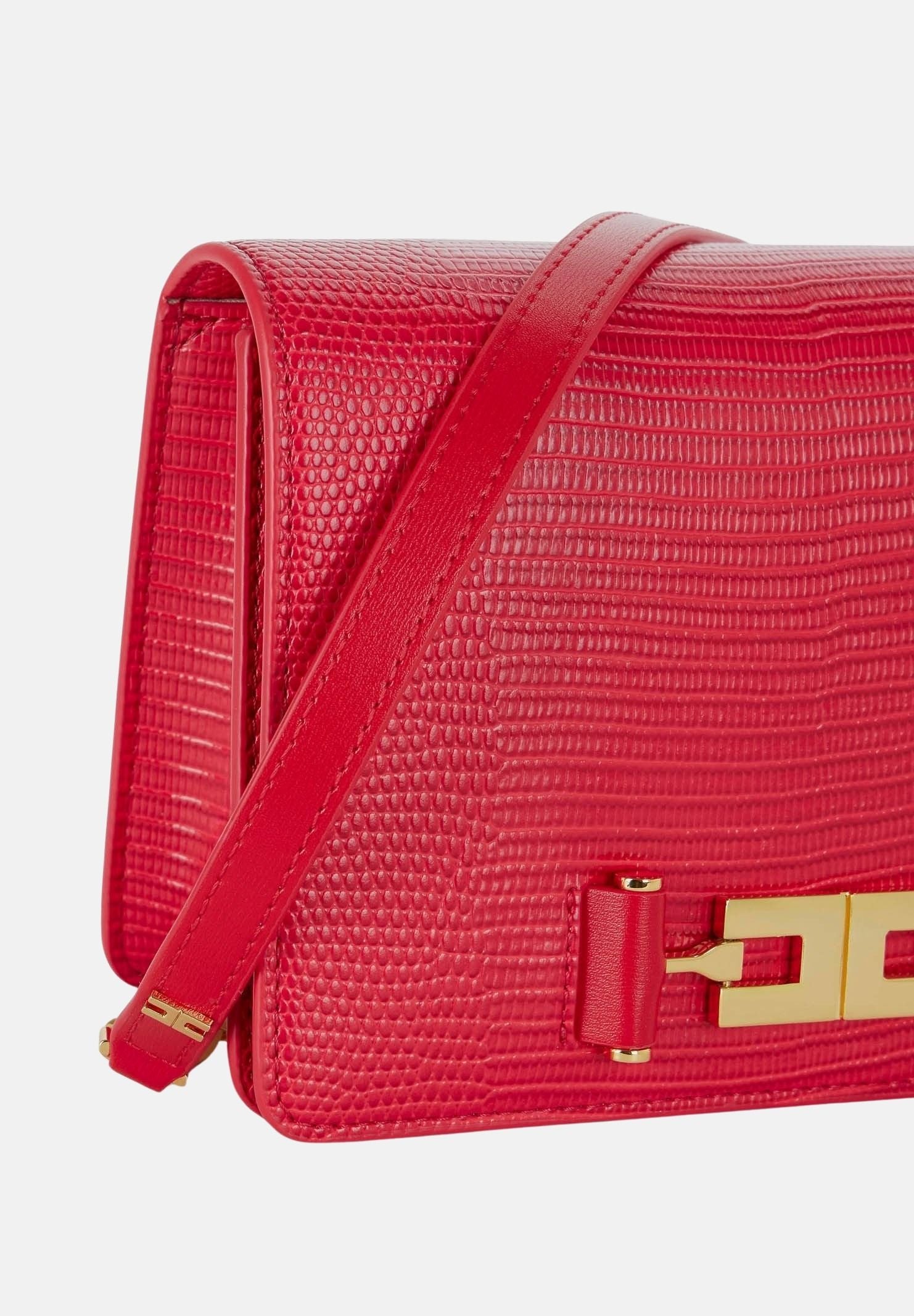 ELISABETTA FRACHI Borsa a tracolla red passion, rossa, da donna, con catena groumette e stampa effetto lucertola BS09A66E2 CG5 ELISABETTA FRANCHI